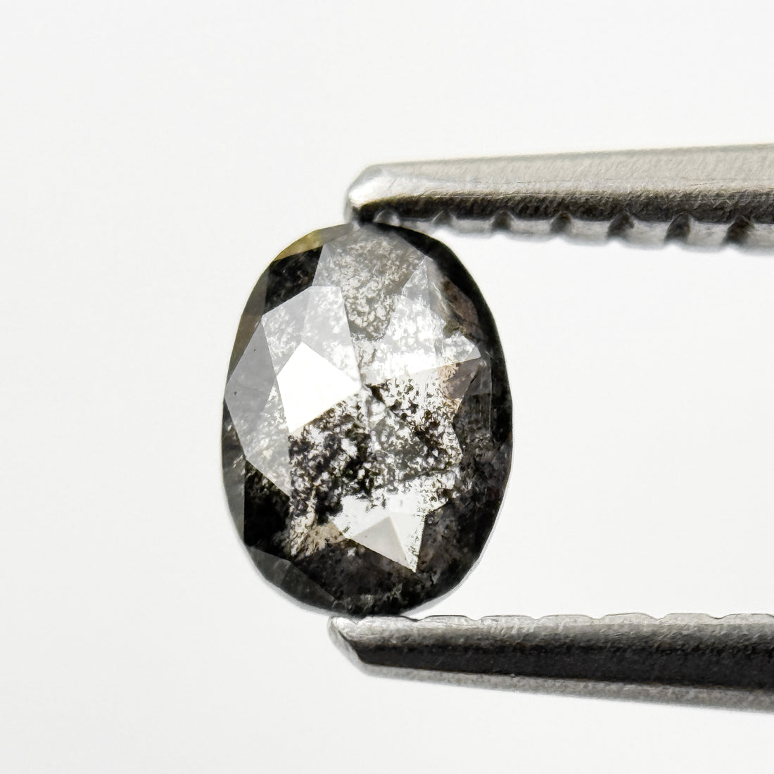 0.43 Ct Oval Rose Cut Grey Natural Salt and Pepper Diamond