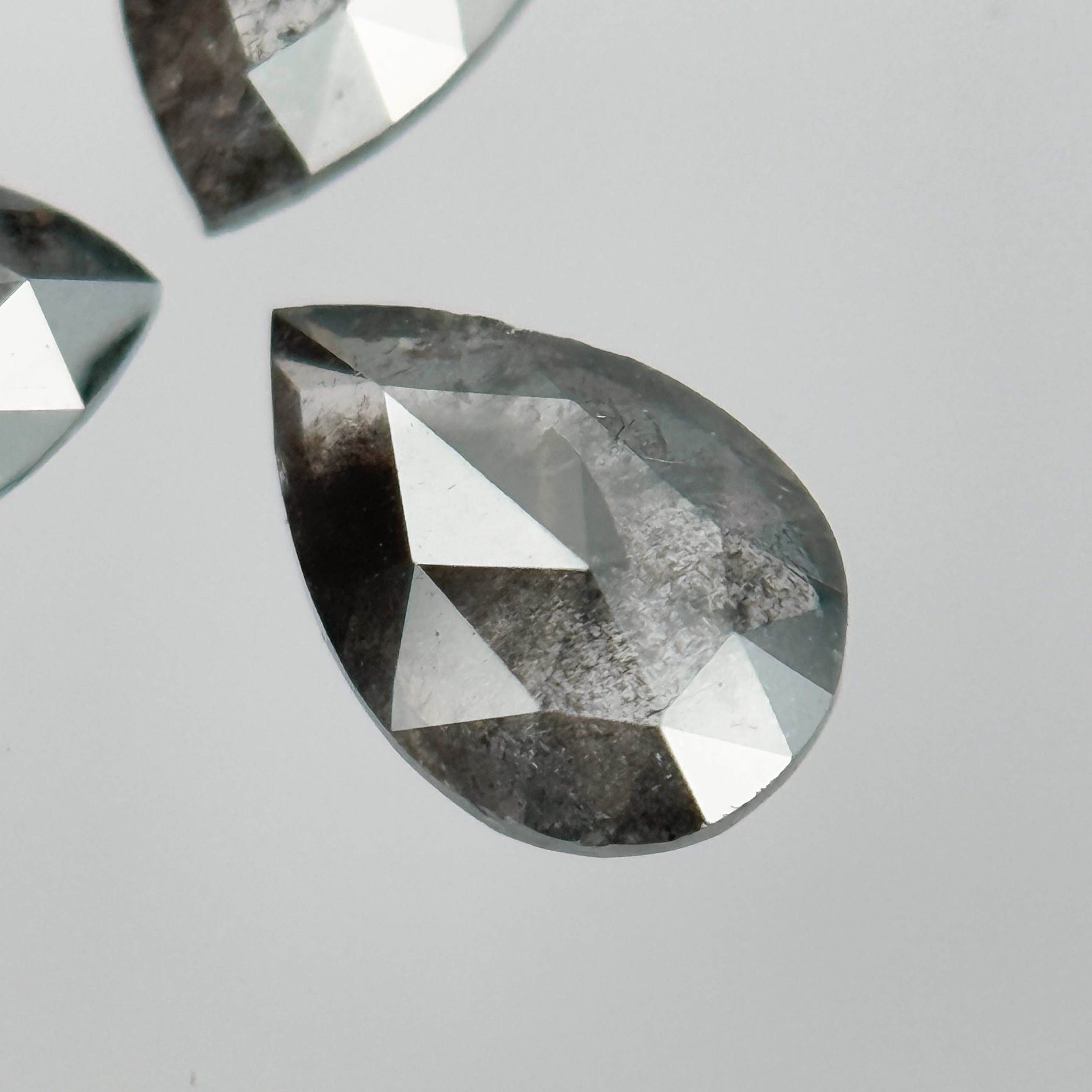6 X 4 MM Pear Rose Cut Grey Natural Galaxy Diamond
