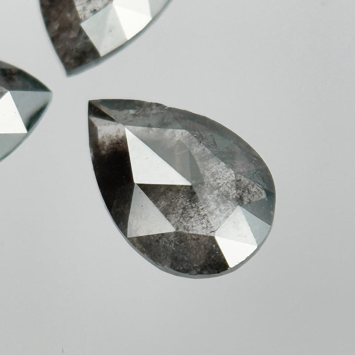 6 X 4 MM Pear Rose Cut Grey Natural Galaxy Diamond