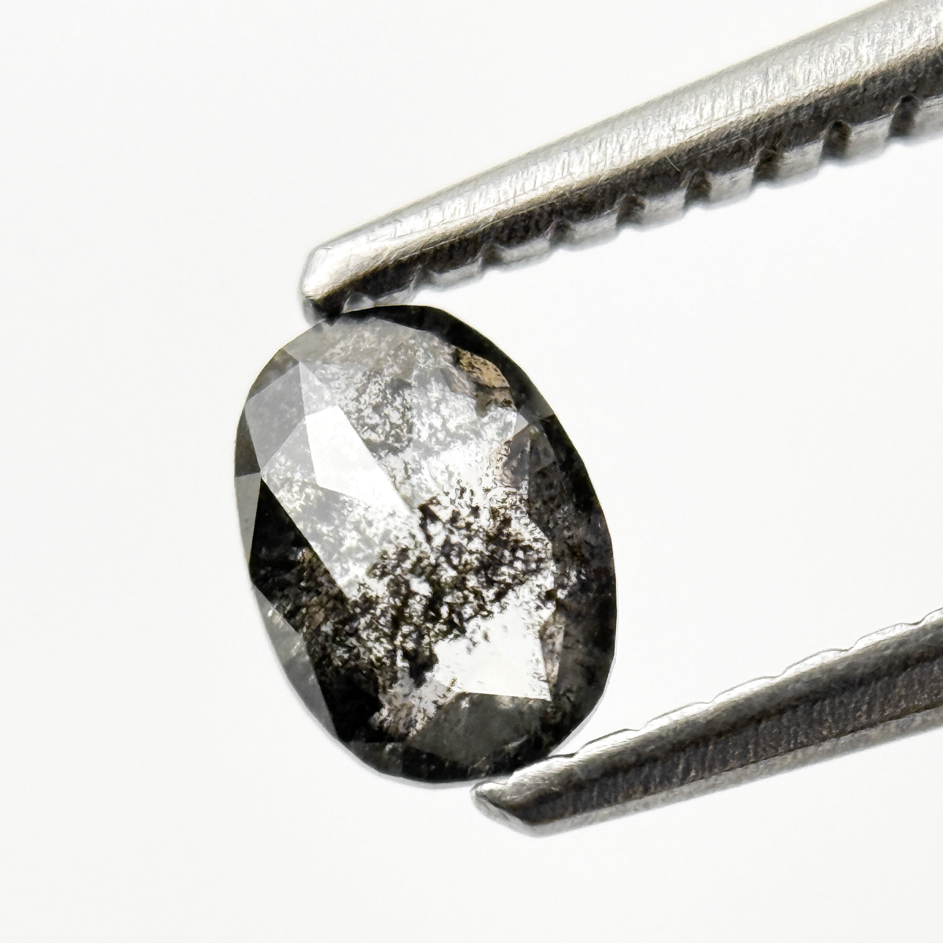 0.43 Ct Oval Rose Cut Grey Natural Salt and Pepper Diamond
