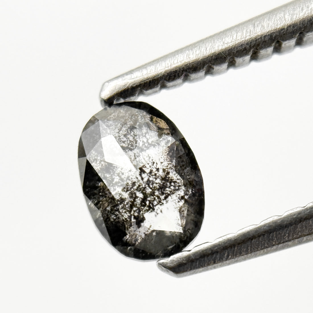 0.43 Ct Oval Rose Cut Grey Natural Salt and Pepper Diamond