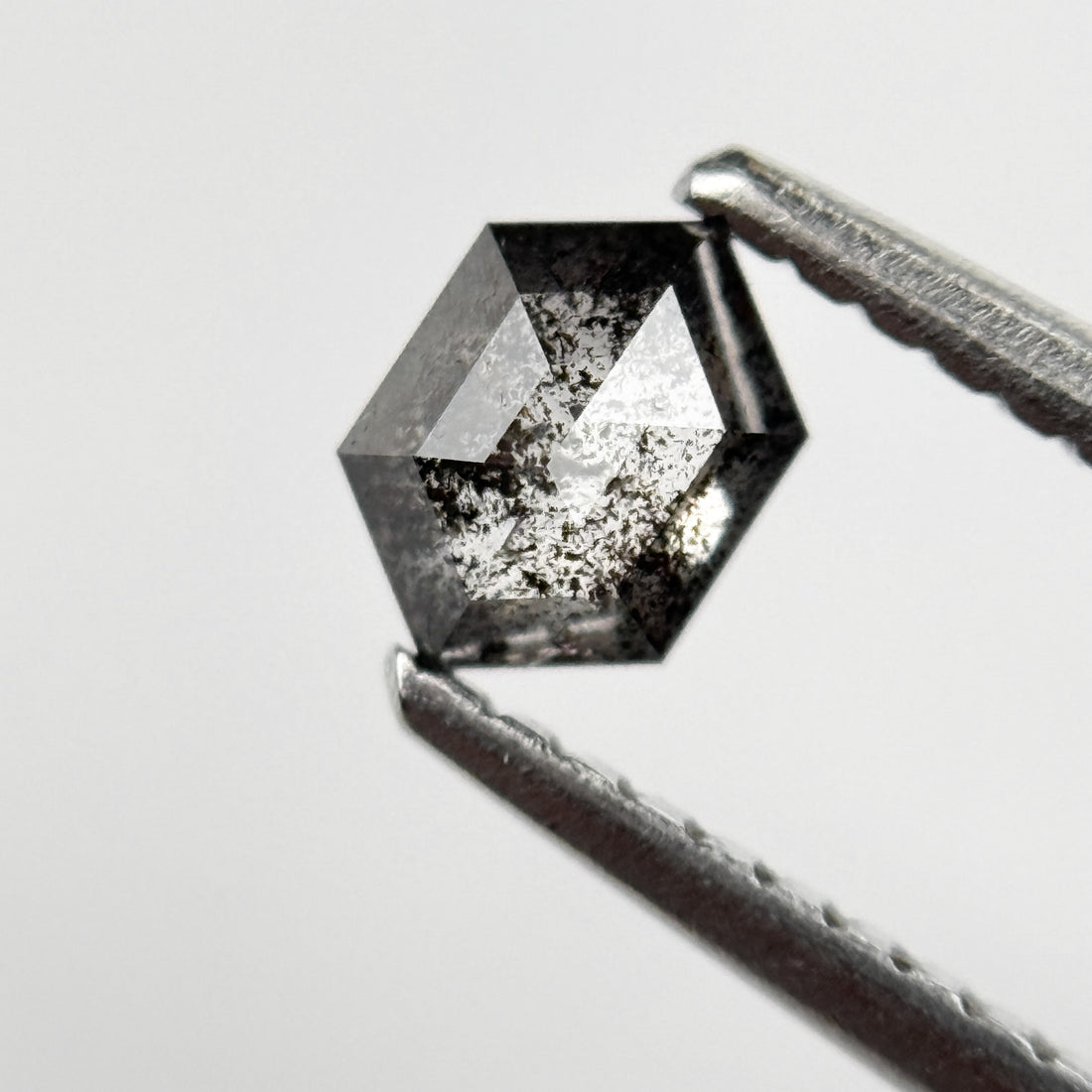 0.39 Ct Hexagon Rose Cut Grey Natural Salt and Pepper Diamond