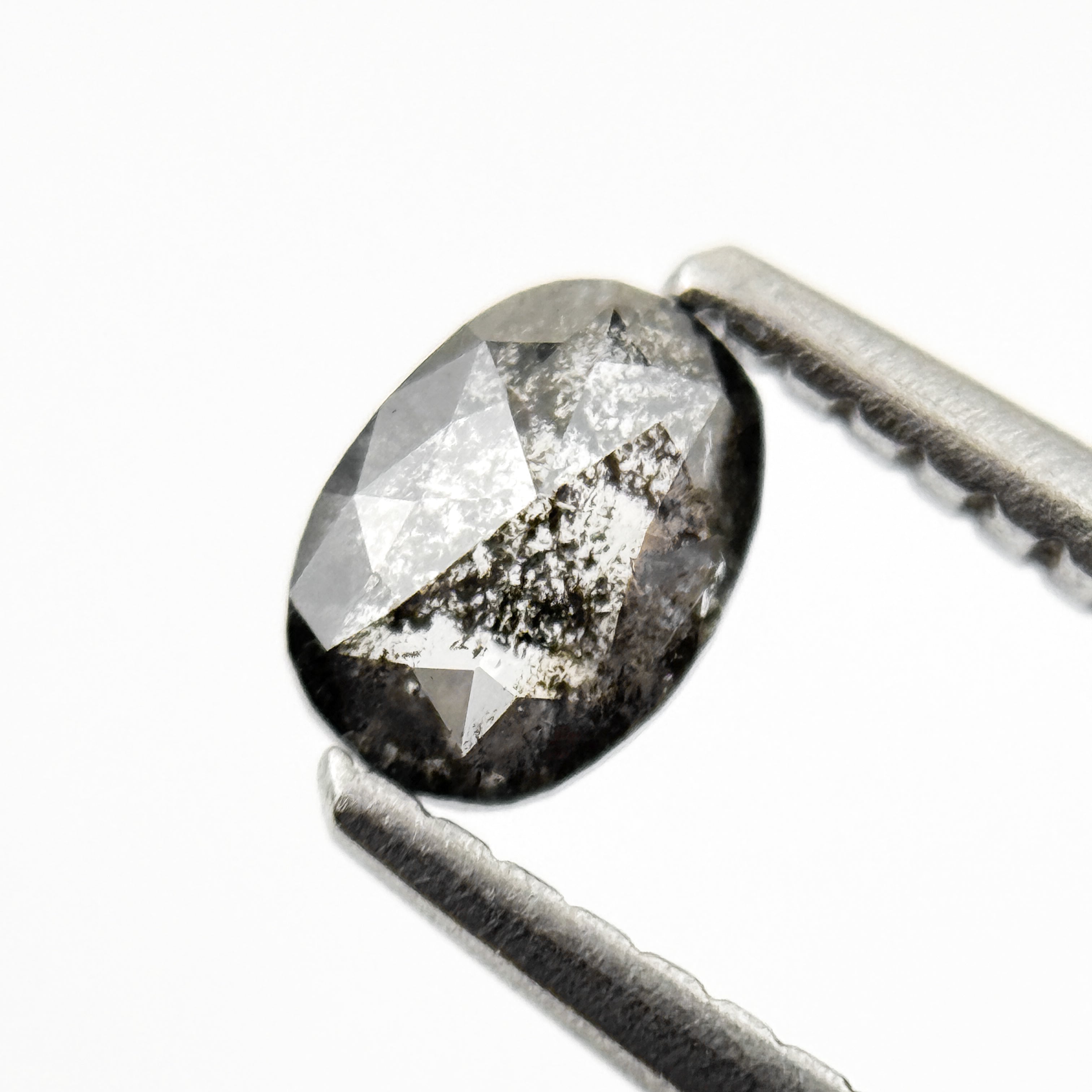 0.43 Ct Oval Rose Cut Grey Natural Salt and Pepper Diamond