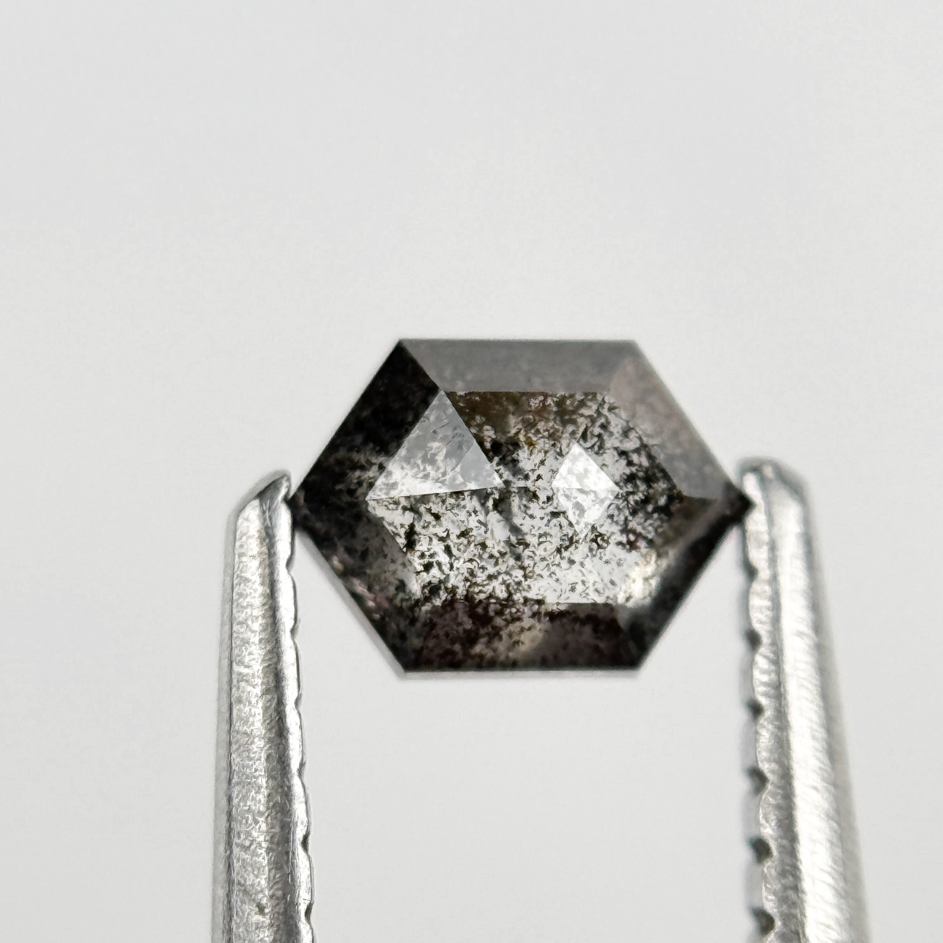 0.39 Ct Hexagon Rose Cut Grey Natural Salt and Pepper Diamond