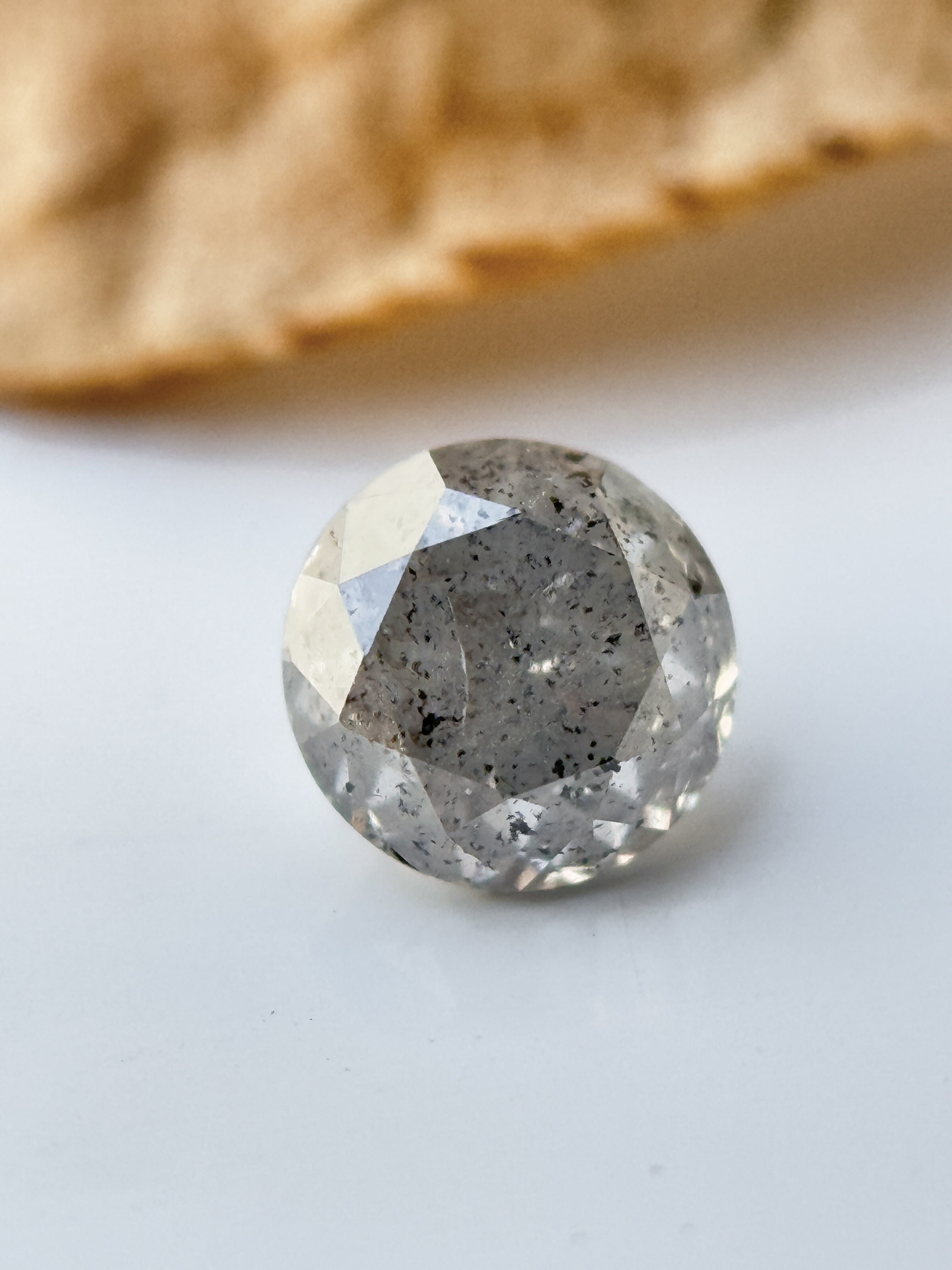 0.67 Ct Round Rose Cut Grey Natural Salt and Pepper Diamond