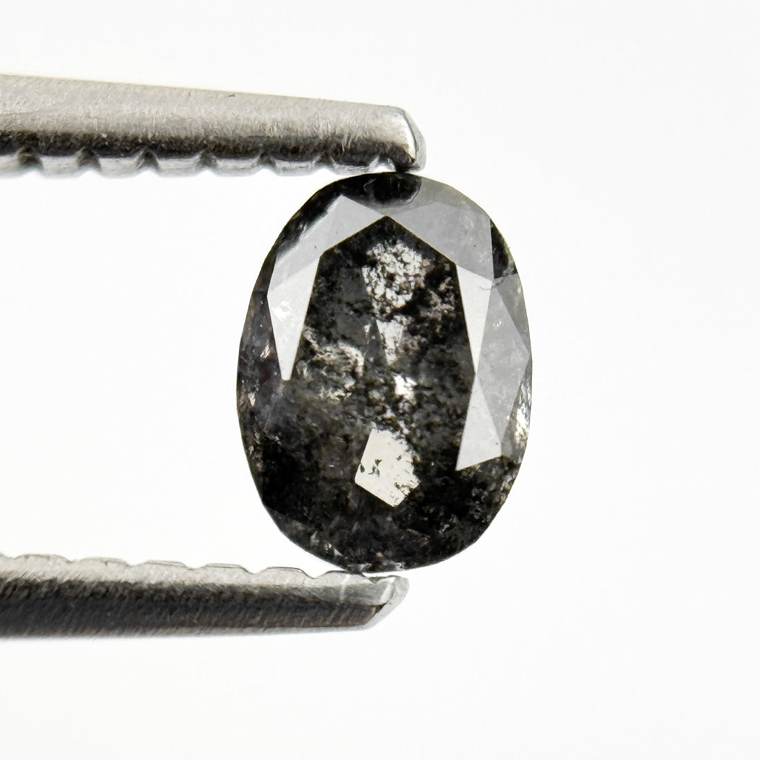 0.43 Ct Oval Rose Cut Grey Natural Salt and Pepper Diamond
