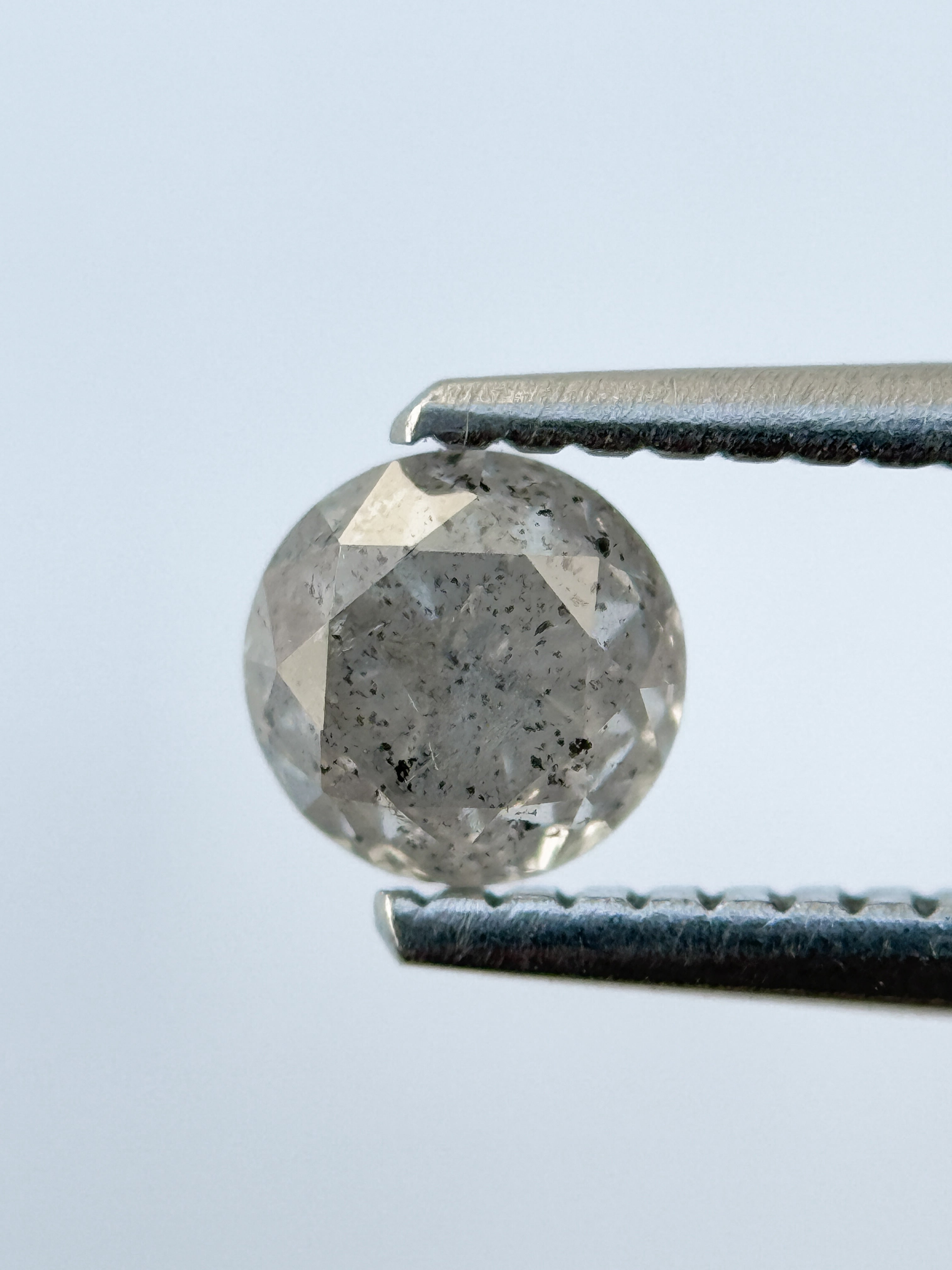 0.67 Ct Round Rose Cut Grey Natural Salt and Pepper Diamond