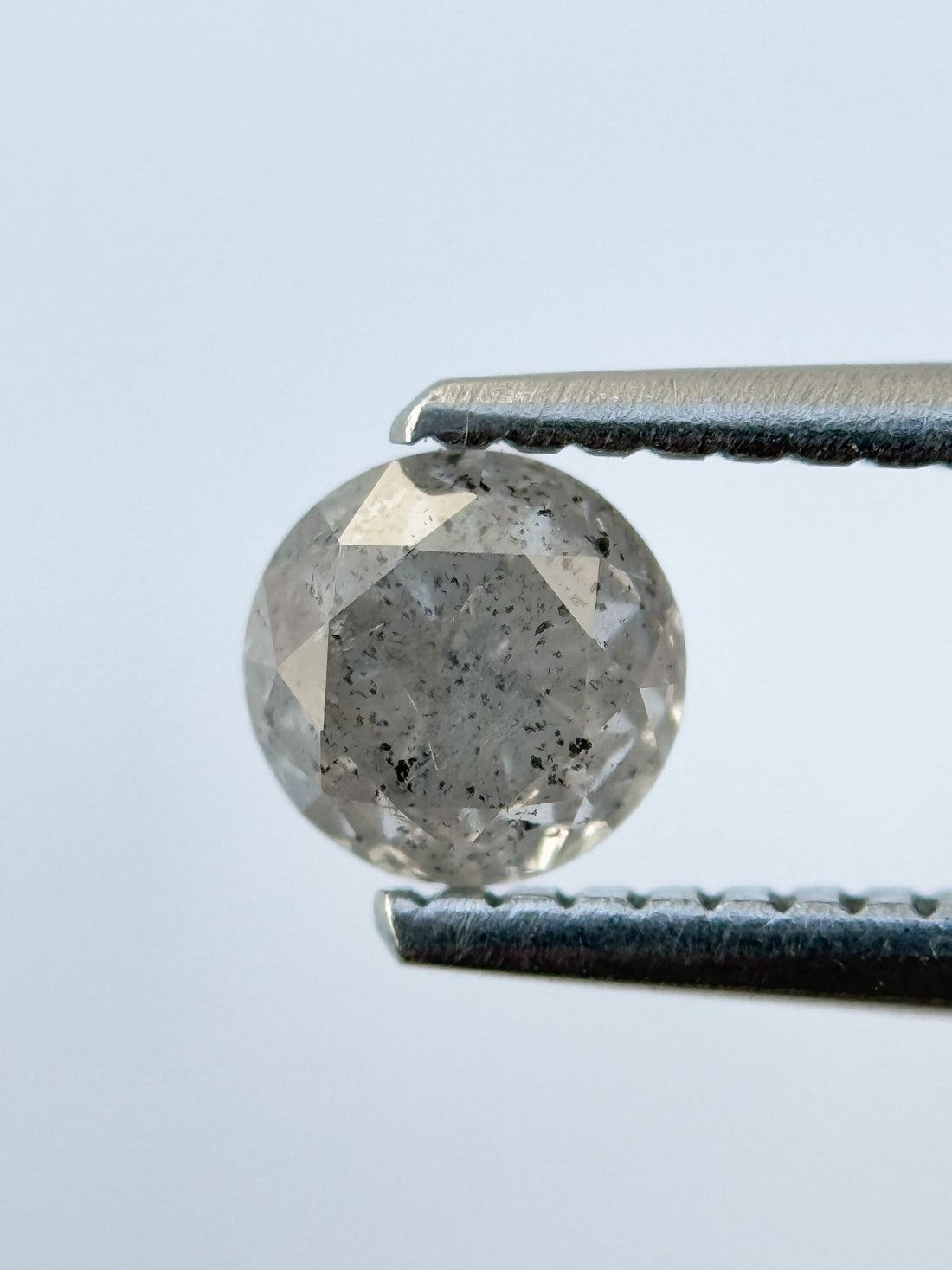 0.67 Ct Round Rose Cut Grey Natural Salt and Pepper Diamond