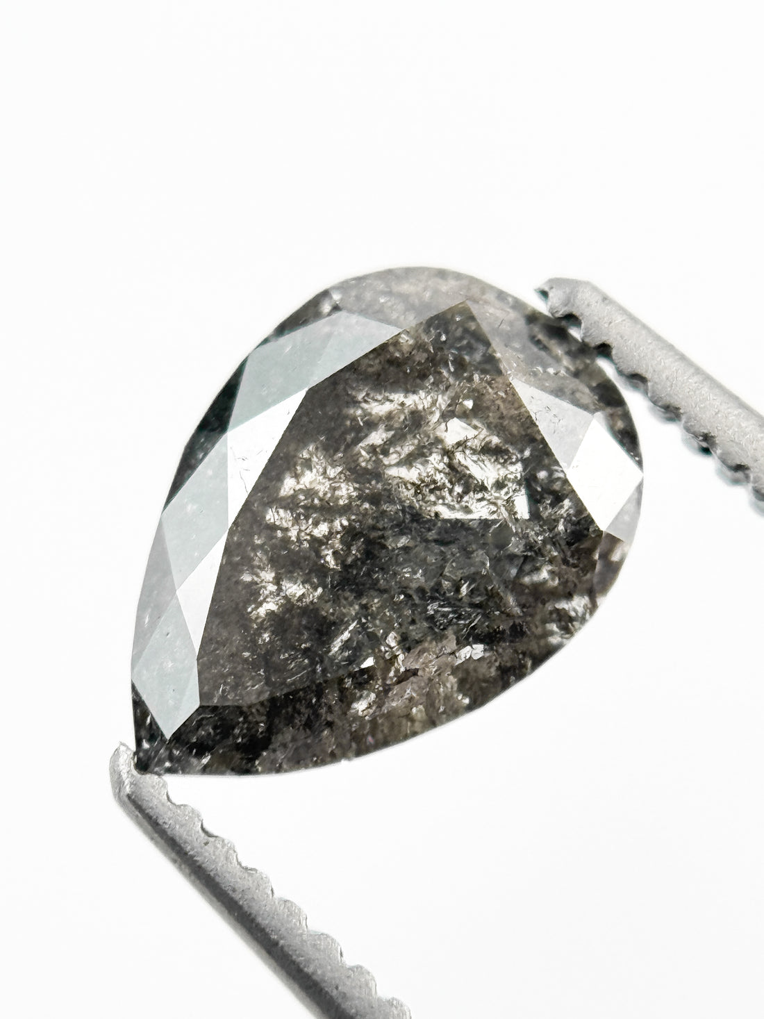 1.09 Ct Pear Rose Cut Grey Natural Galaxy Diamond
