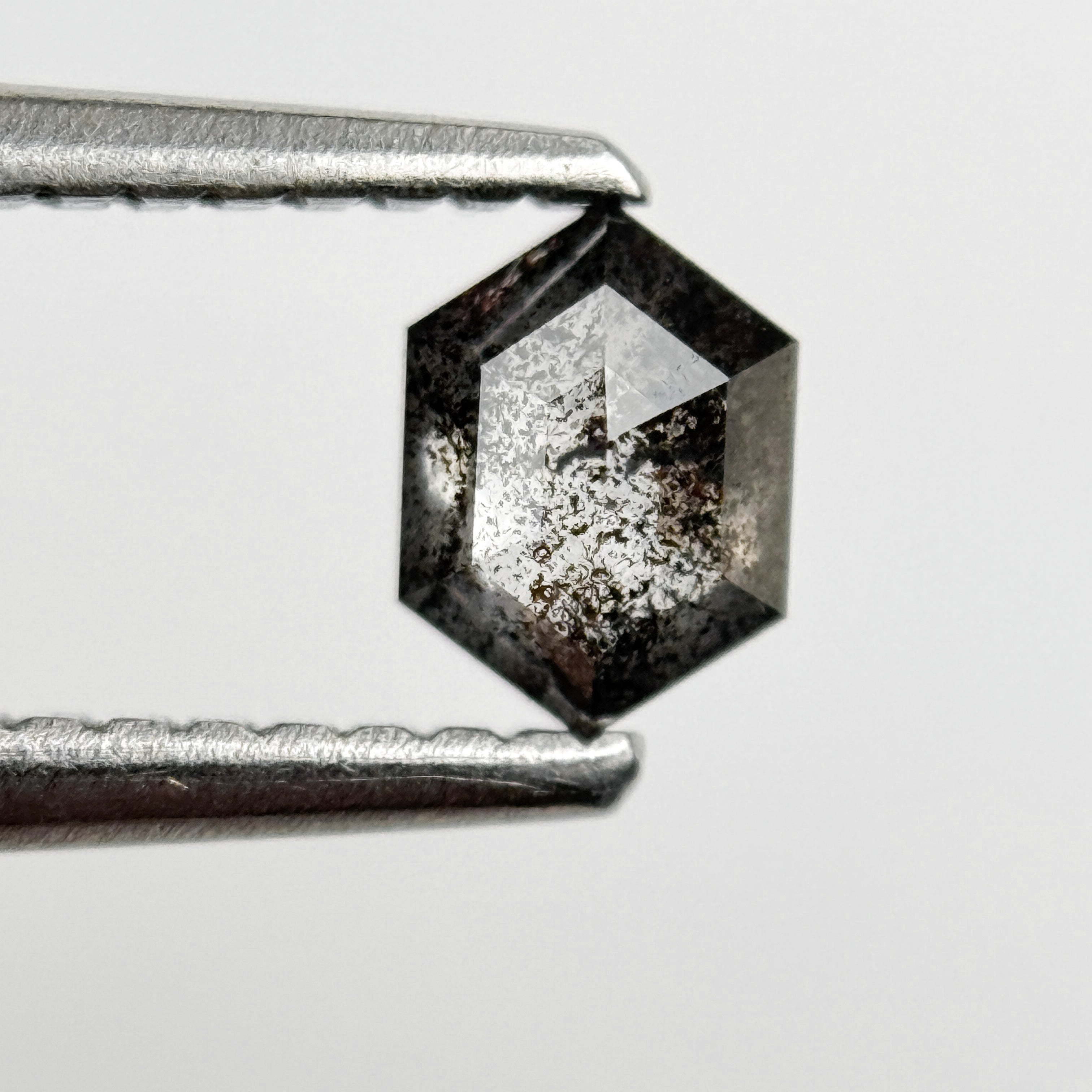 0.39 Ct Hexagon Rose Cut Grey Natural Salt and Pepper Diamond