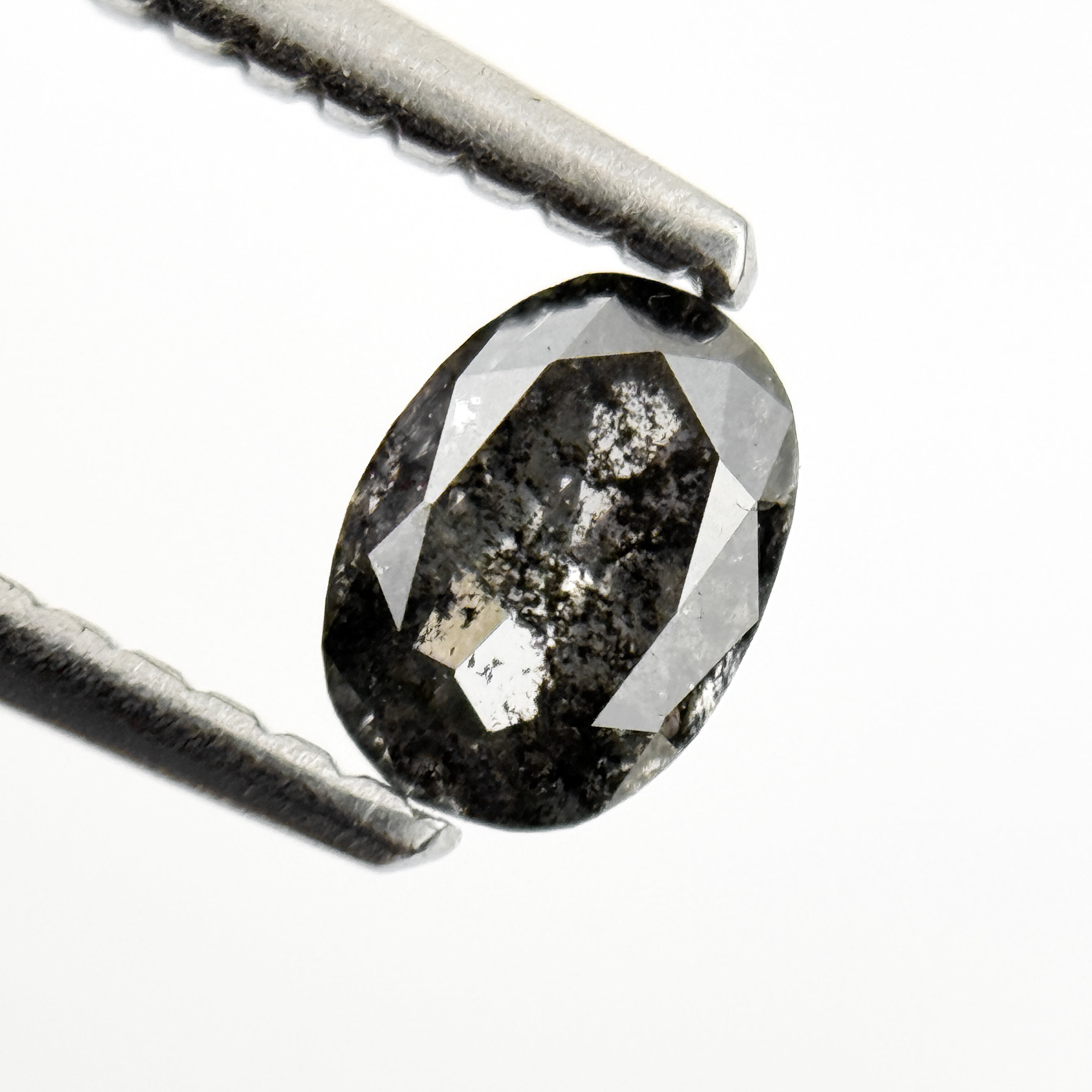 0.43 Ct Oval Rose Cut Grey Natural Salt and Pepper Diamond