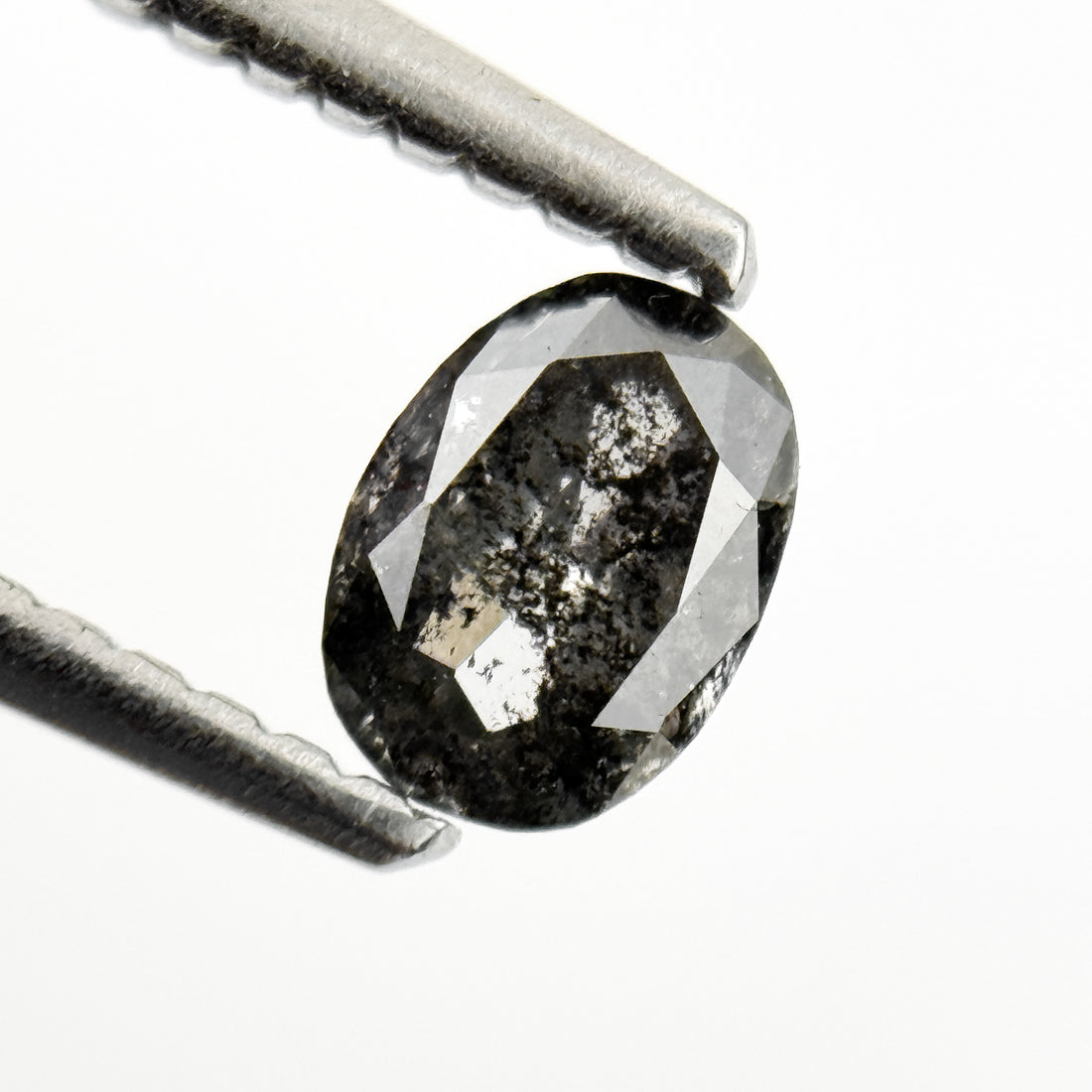 0.43 Ct Oval Rose Cut Grey Natural Salt and Pepper Diamond