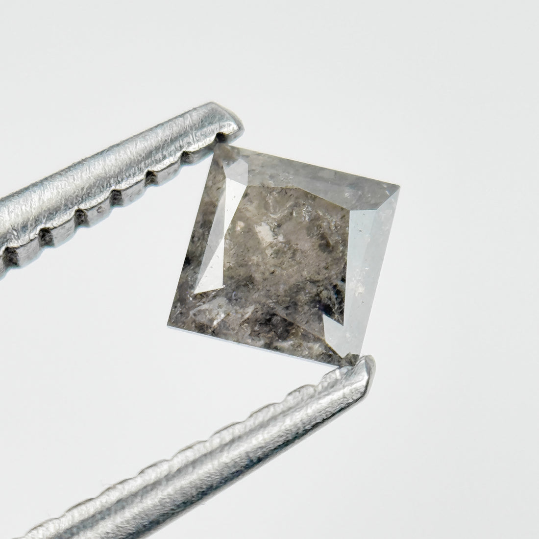 0.35 Ct Princess Rose Cut Grey Natural Salt and Pepper Diamond