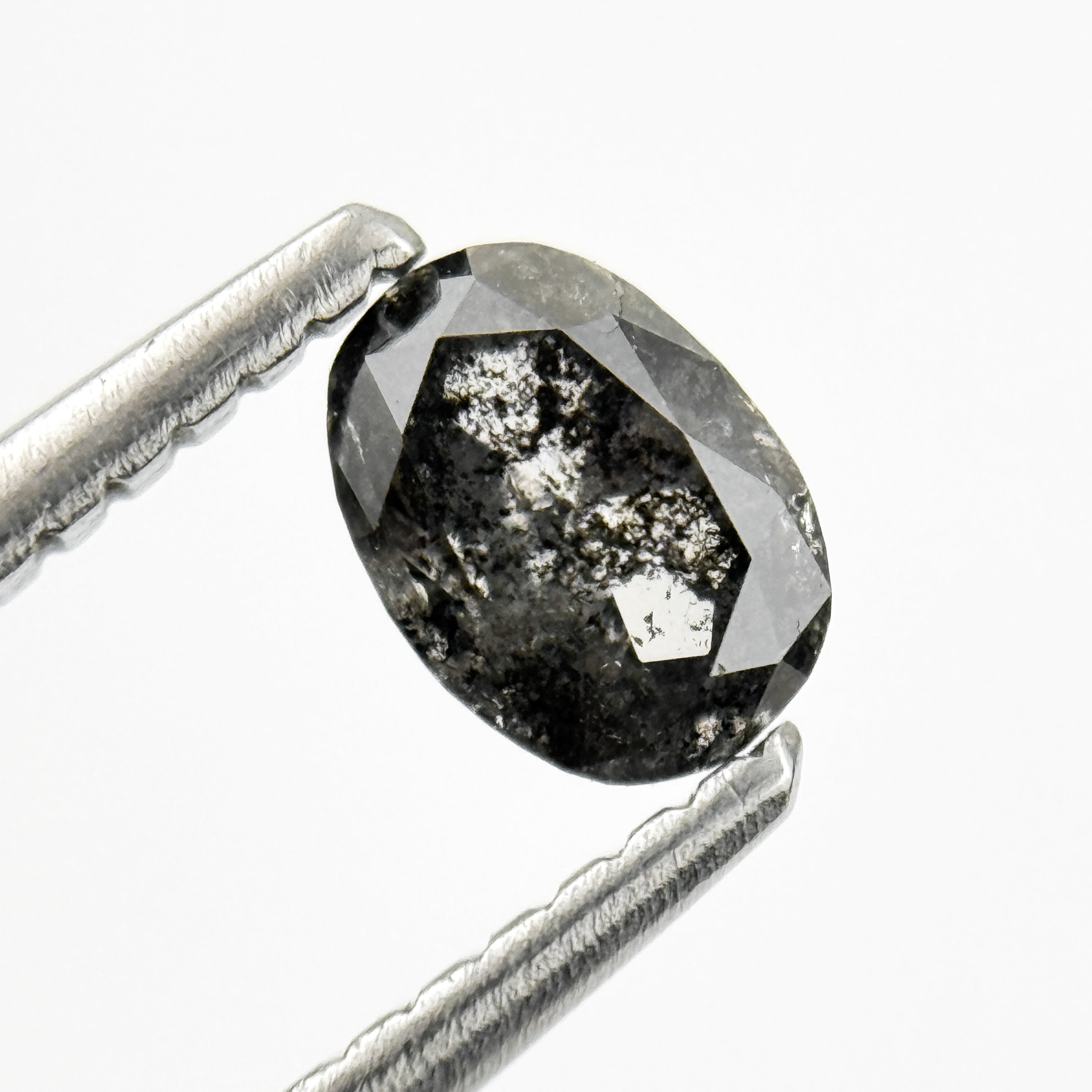 0.43 Ct Oval Rose Cut Grey Natural Salt and Pepper Diamond