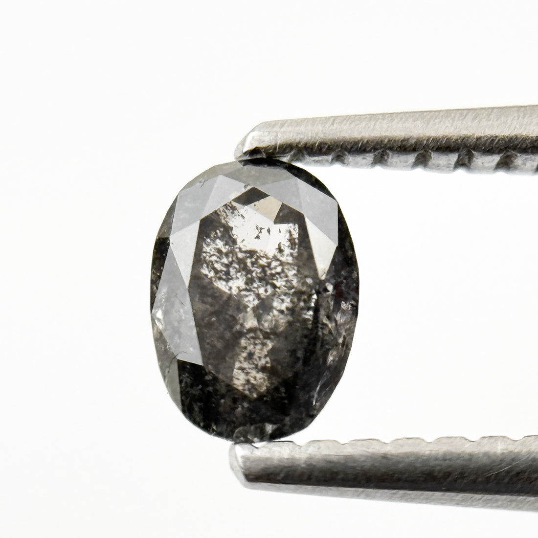 0.43 Ct Oval Rose Cut Grey Natural Salt and Pepper Diamond