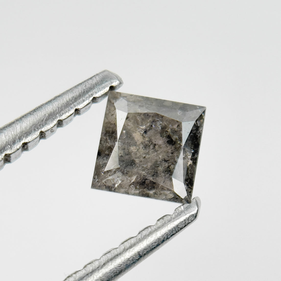 0.35 Ct Princess Rose Cut Grey Natural Salt and Pepper Diamond