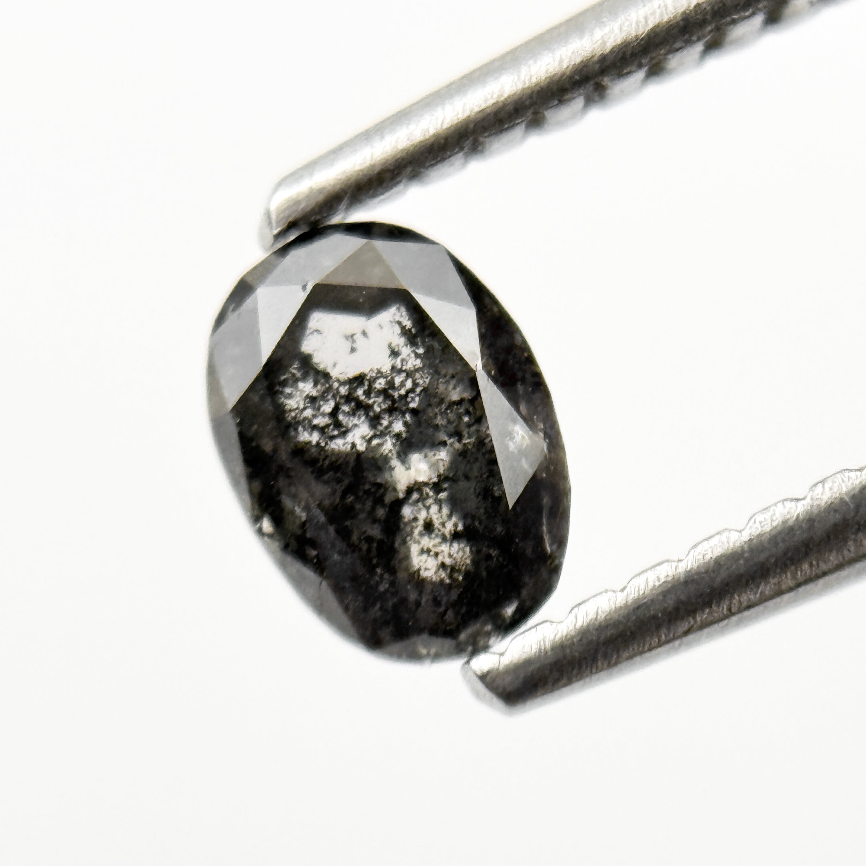 0.43 Ct Oval Rose Cut Grey Natural Salt and Pepper Diamond