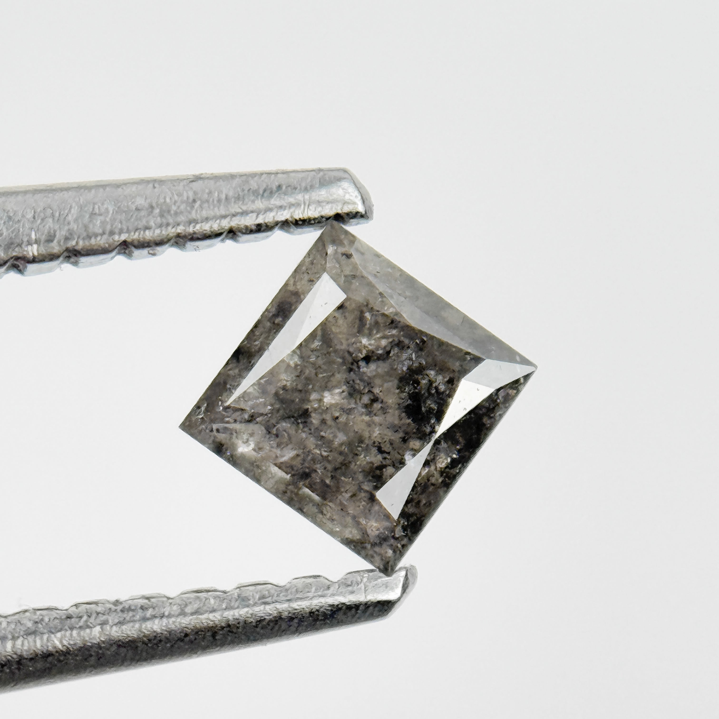 0.35 Ct Princess Rose Cut Grey Natural Salt and Pepper Diamond
