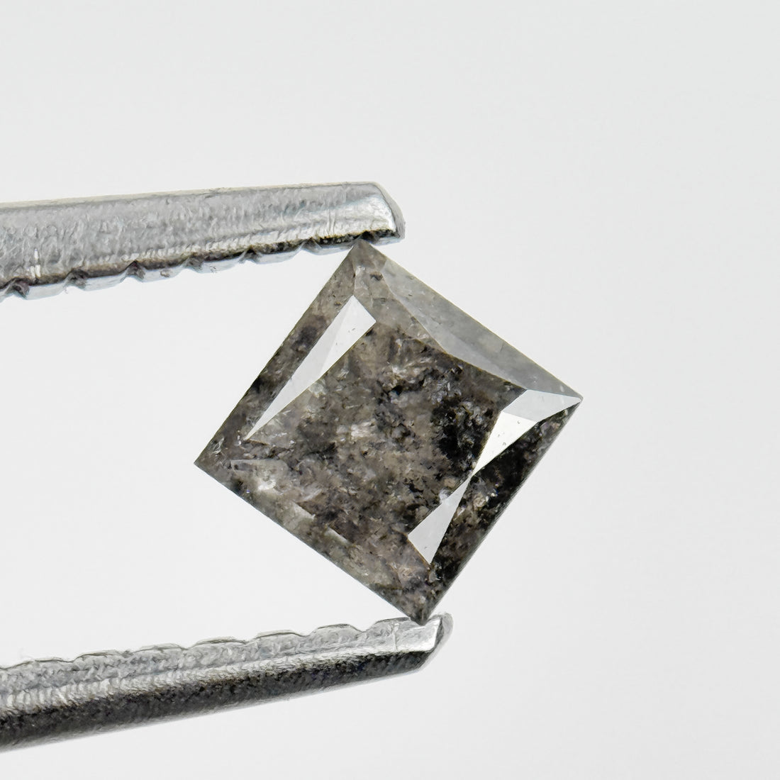 0.35 Ct Princess Rose Cut Grey Natural Salt and Pepper Diamond