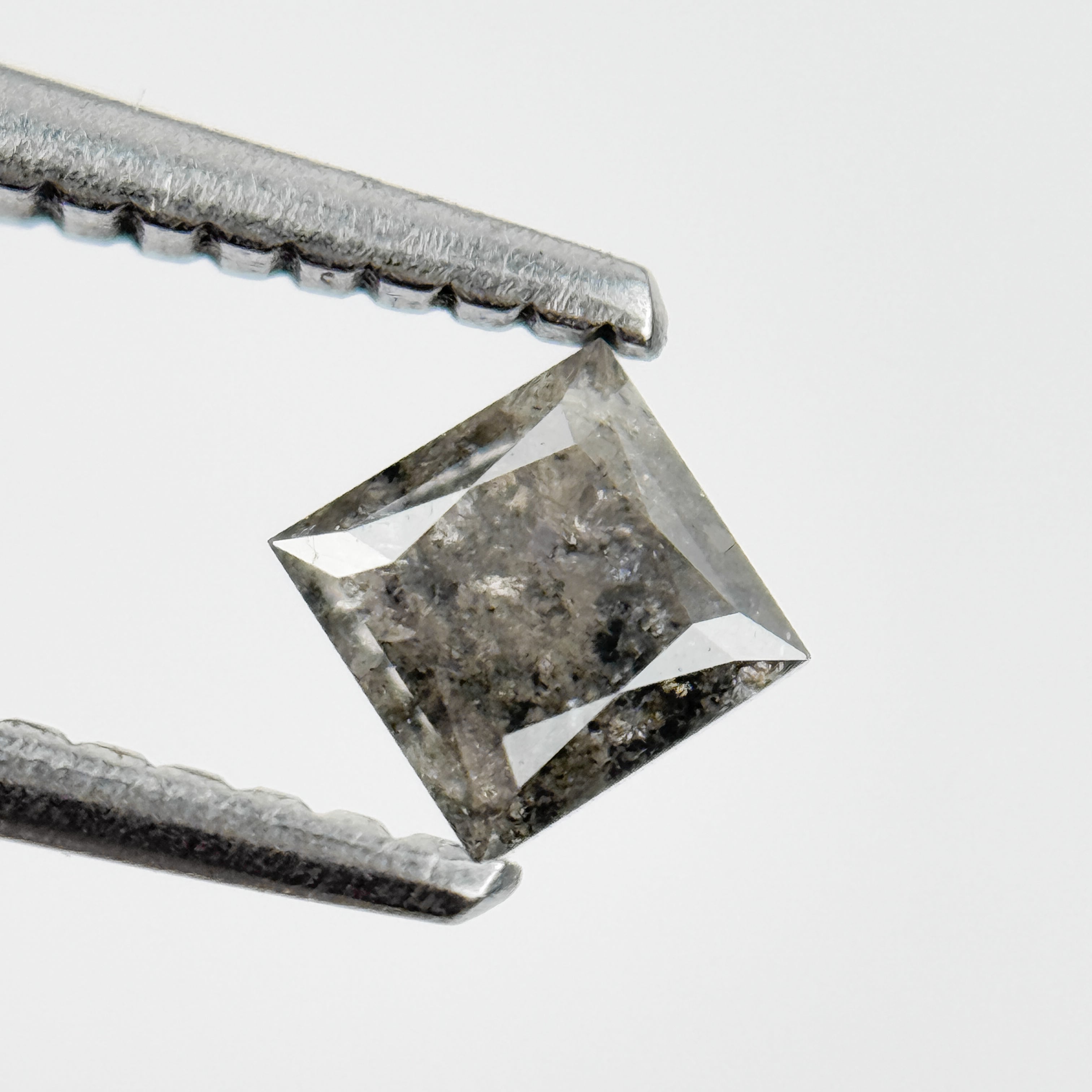 0.35 Ct Princess Rose Cut Grey Natural Salt and Pepper Diamond