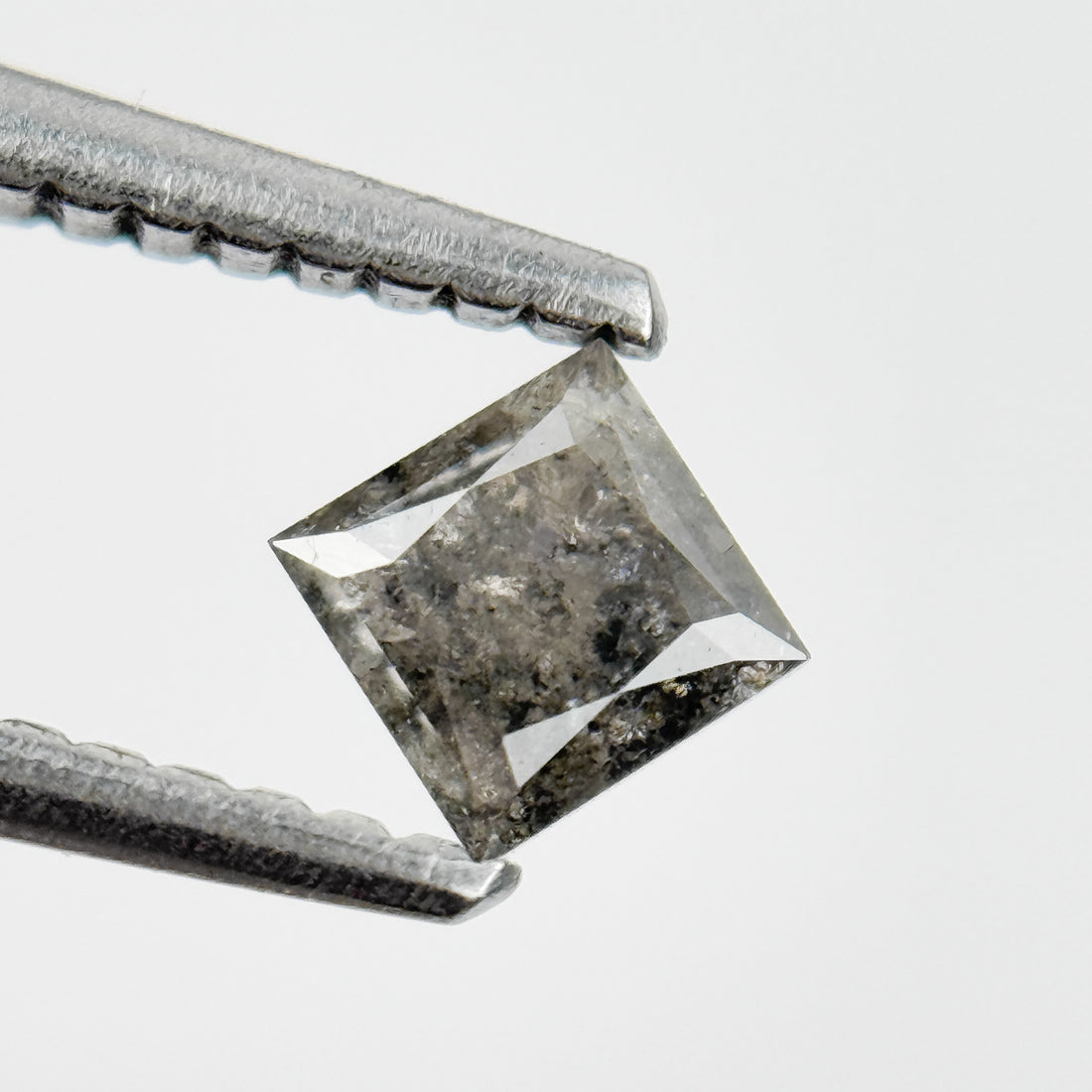 0.35 Ct Princess Rose Cut Grey Natural Salt and Pepper Diamond
