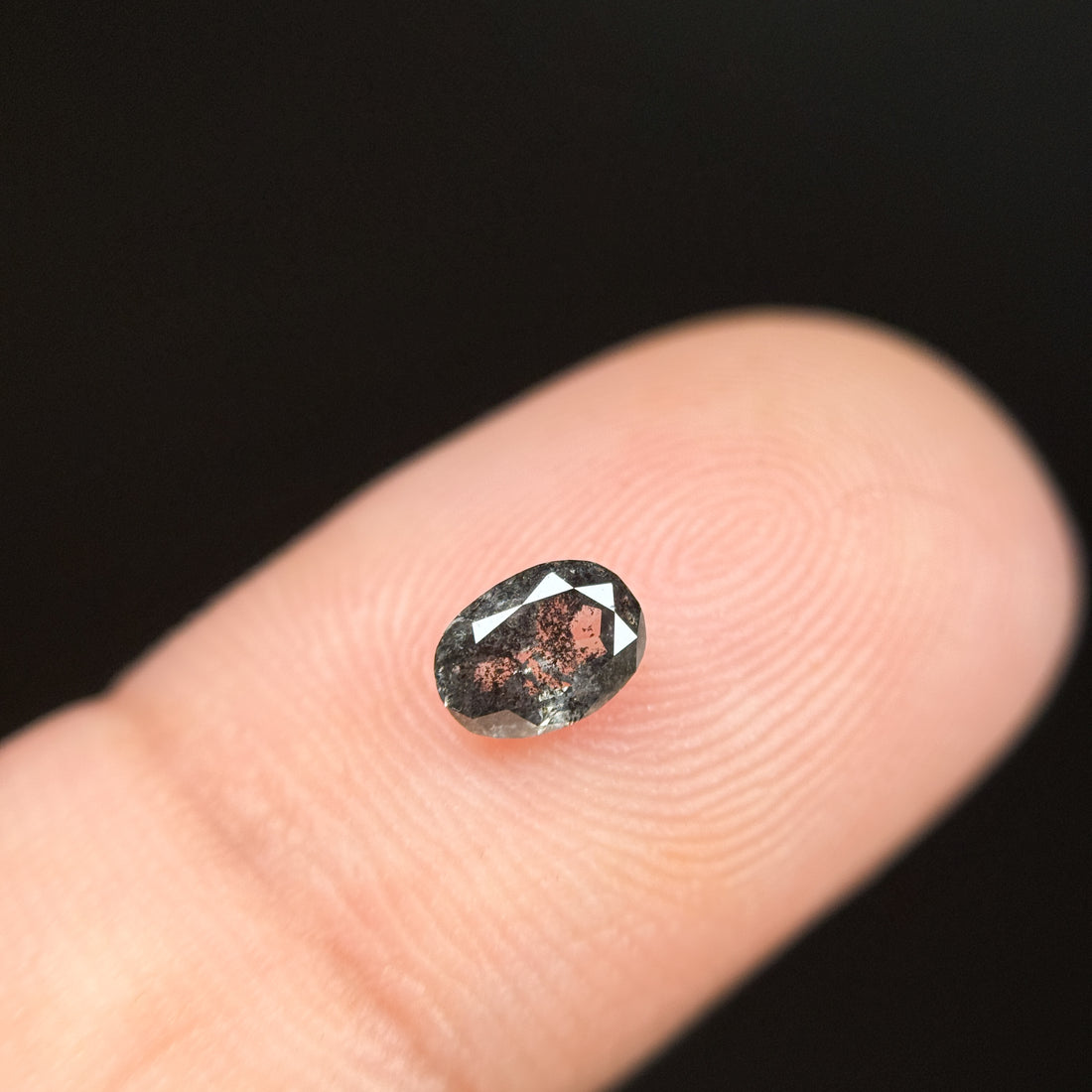 0.43 Ct Oval Rose Cut Grey Natural Salt and Pepper Diamond