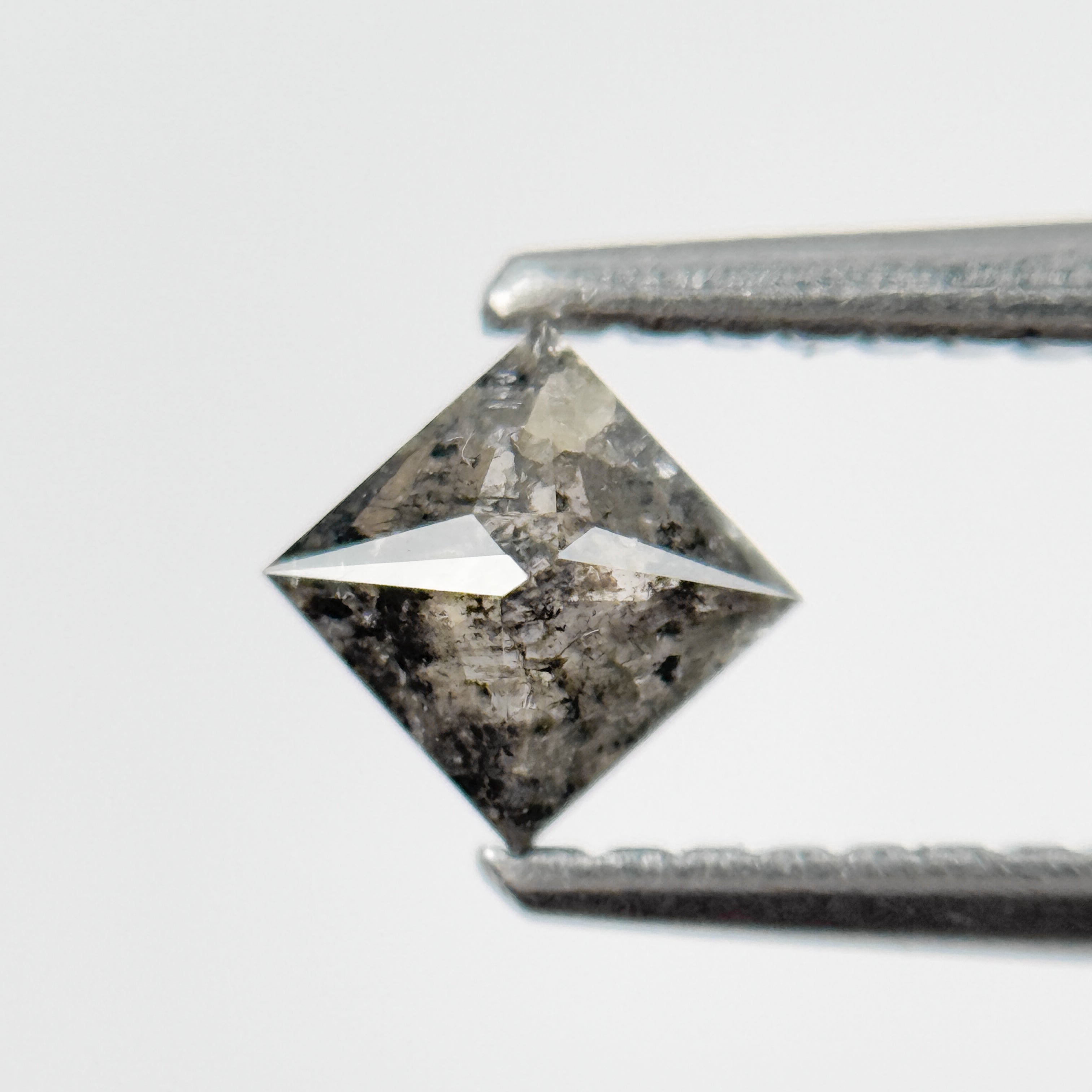 0.35 Ct Princess Rose Cut Grey Natural Salt and Pepper Diamond