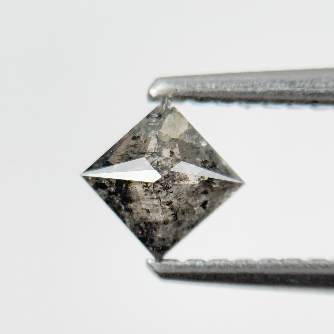 0.35 Ct Princess Rose Cut Grey Natural Salt and Pepper Diamond