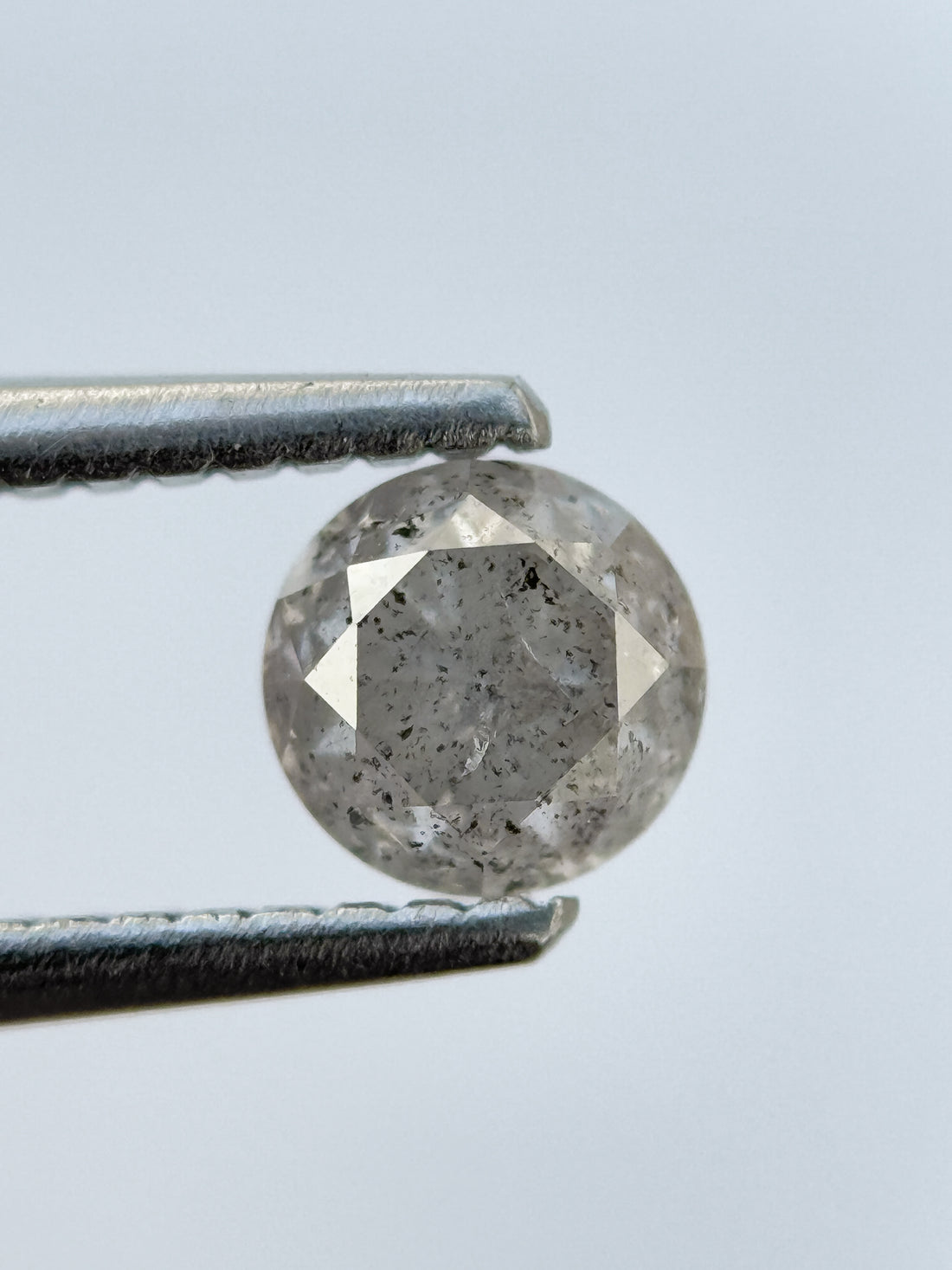 0.67 Ct Round Rose Cut Grey Natural Salt and Pepper Diamond