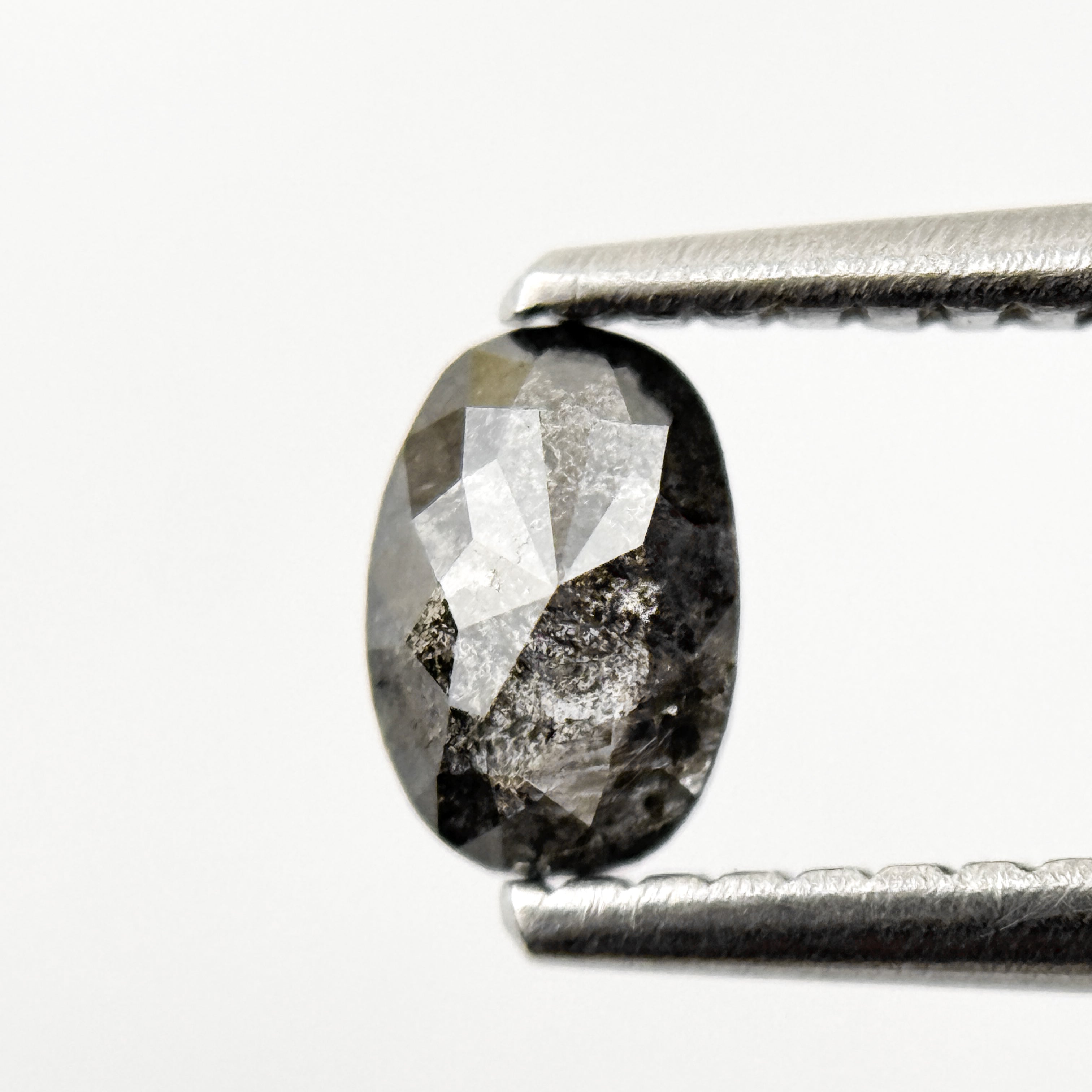 0.48 Ct Oval Rose Cut Grey Natural Salt and Pepper Diamond