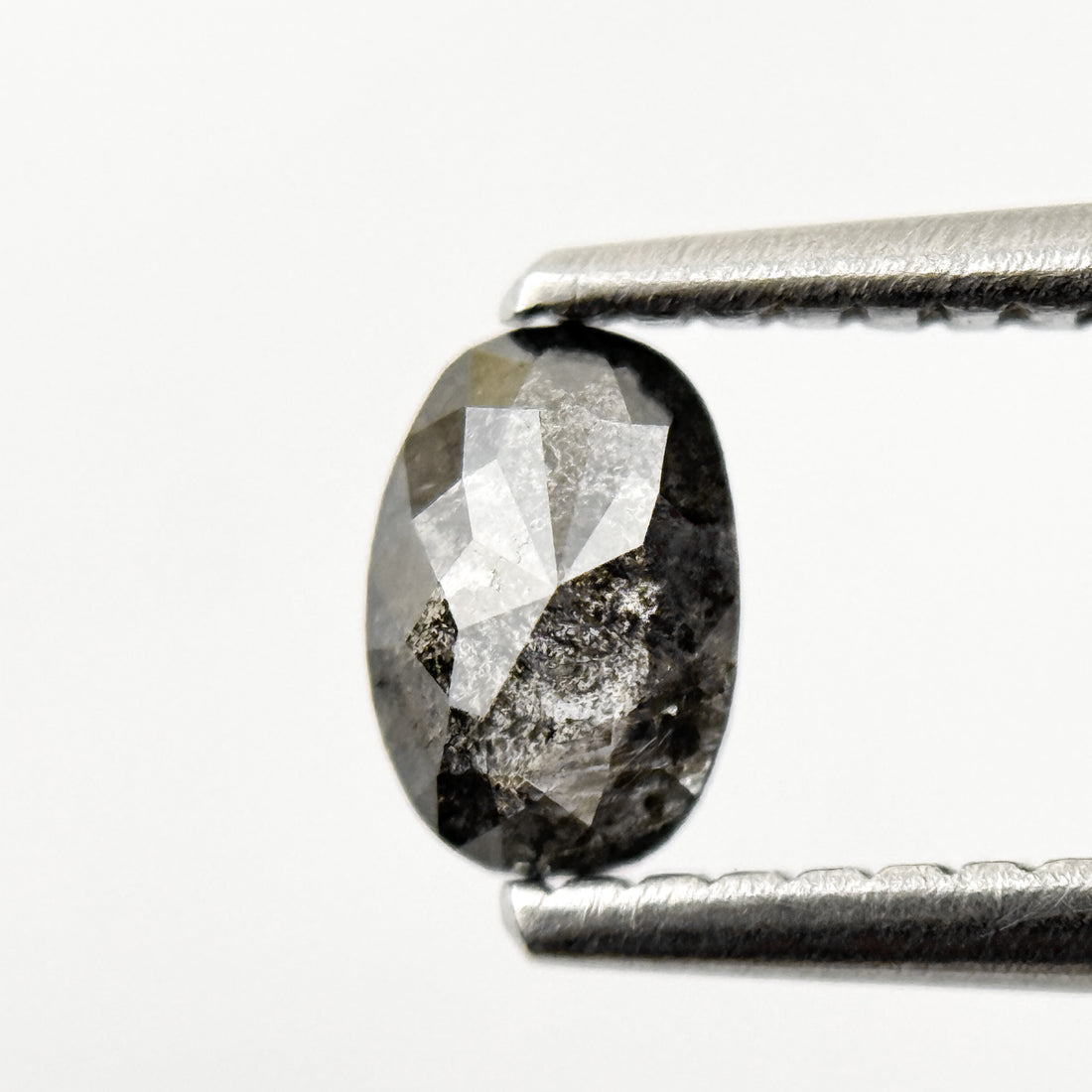 0.48 Ct Oval Rose Cut Grey Natural Salt and Pepper Diamond