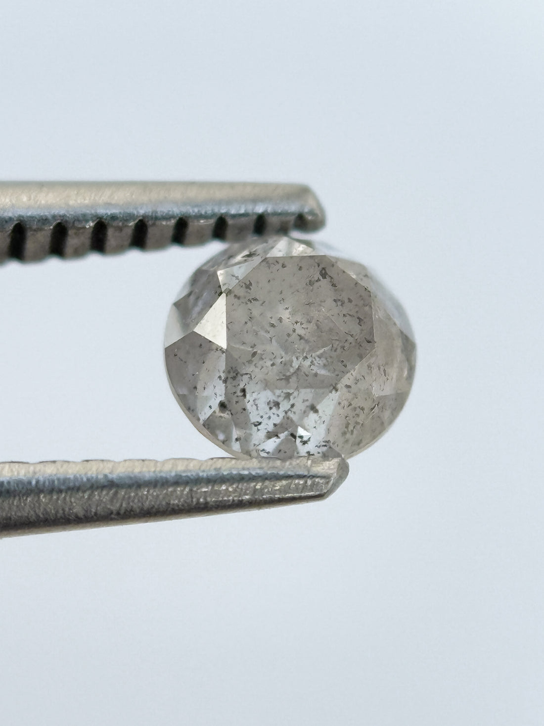 0.67 Ct Round Rose Cut Grey Natural Salt and Pepper Diamond
