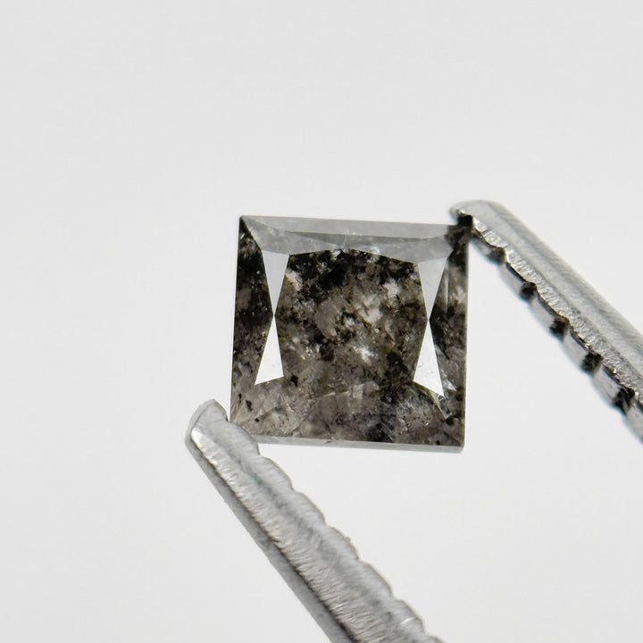 0.35 Ct Princess Rose Cut Grey Natural Salt and Pepper Diamond