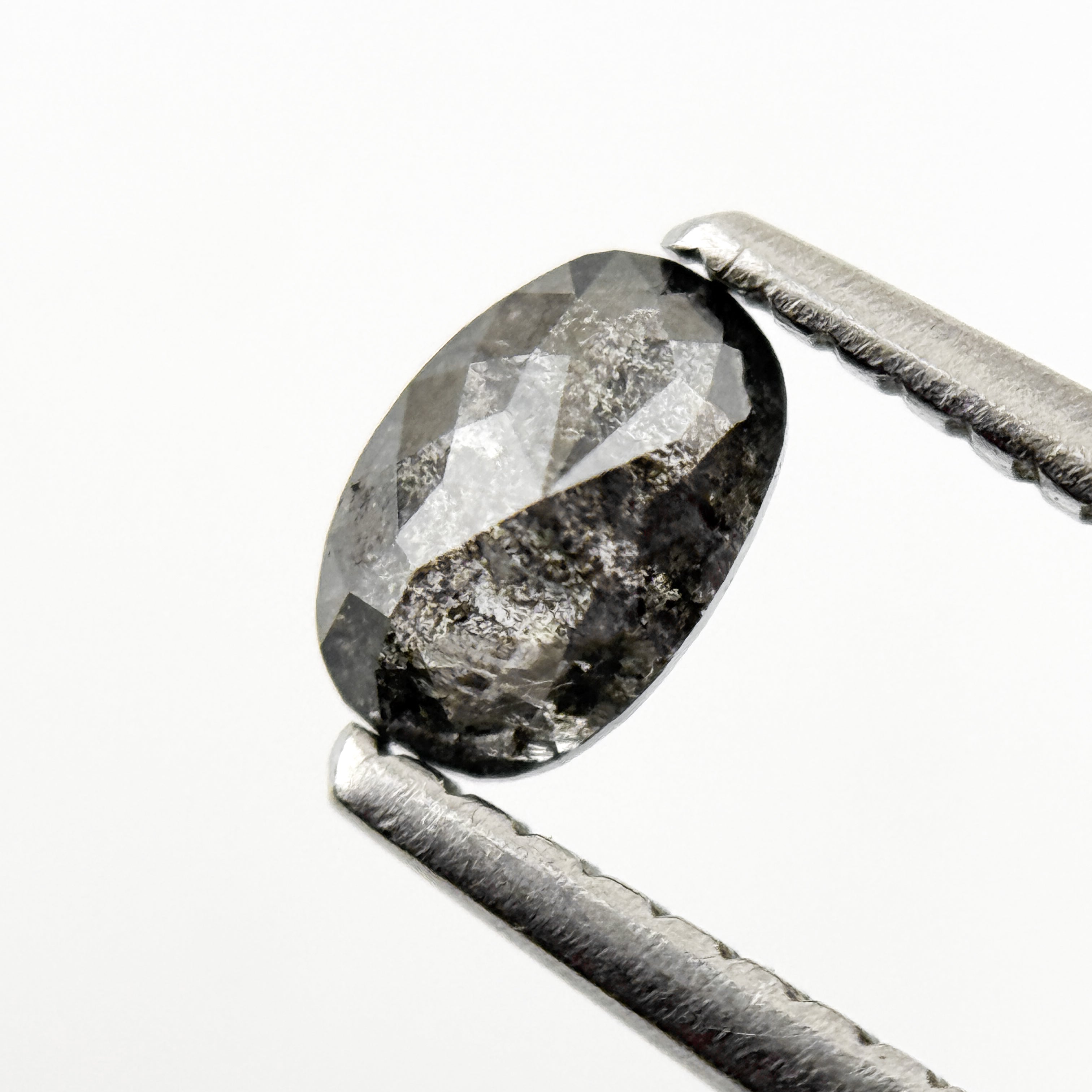 0.48 Ct Oval Rose Cut Grey Natural Salt and Pepper Diamond