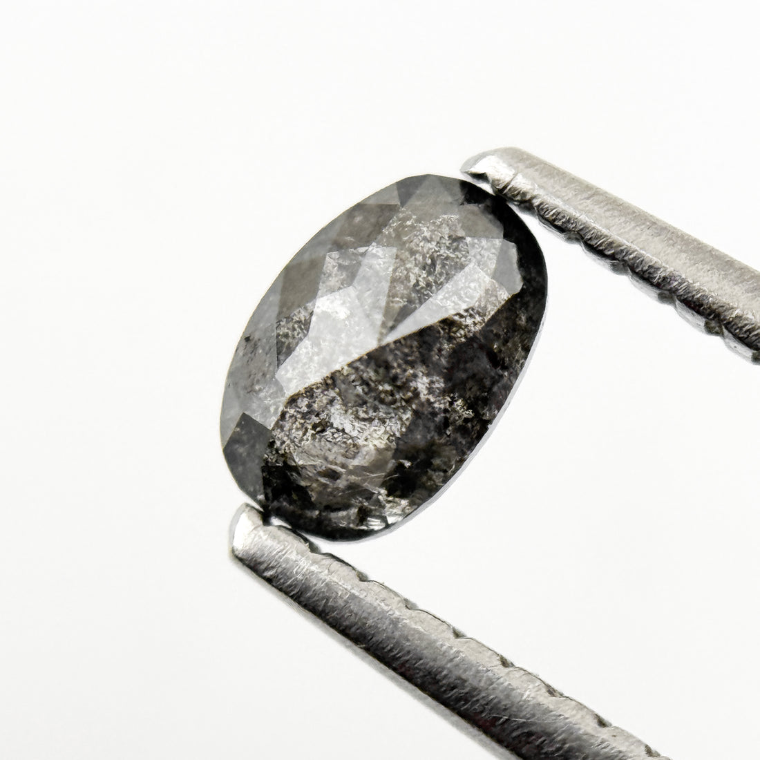 0.48 Ct Oval Rose Cut Grey Natural Salt and Pepper Diamond