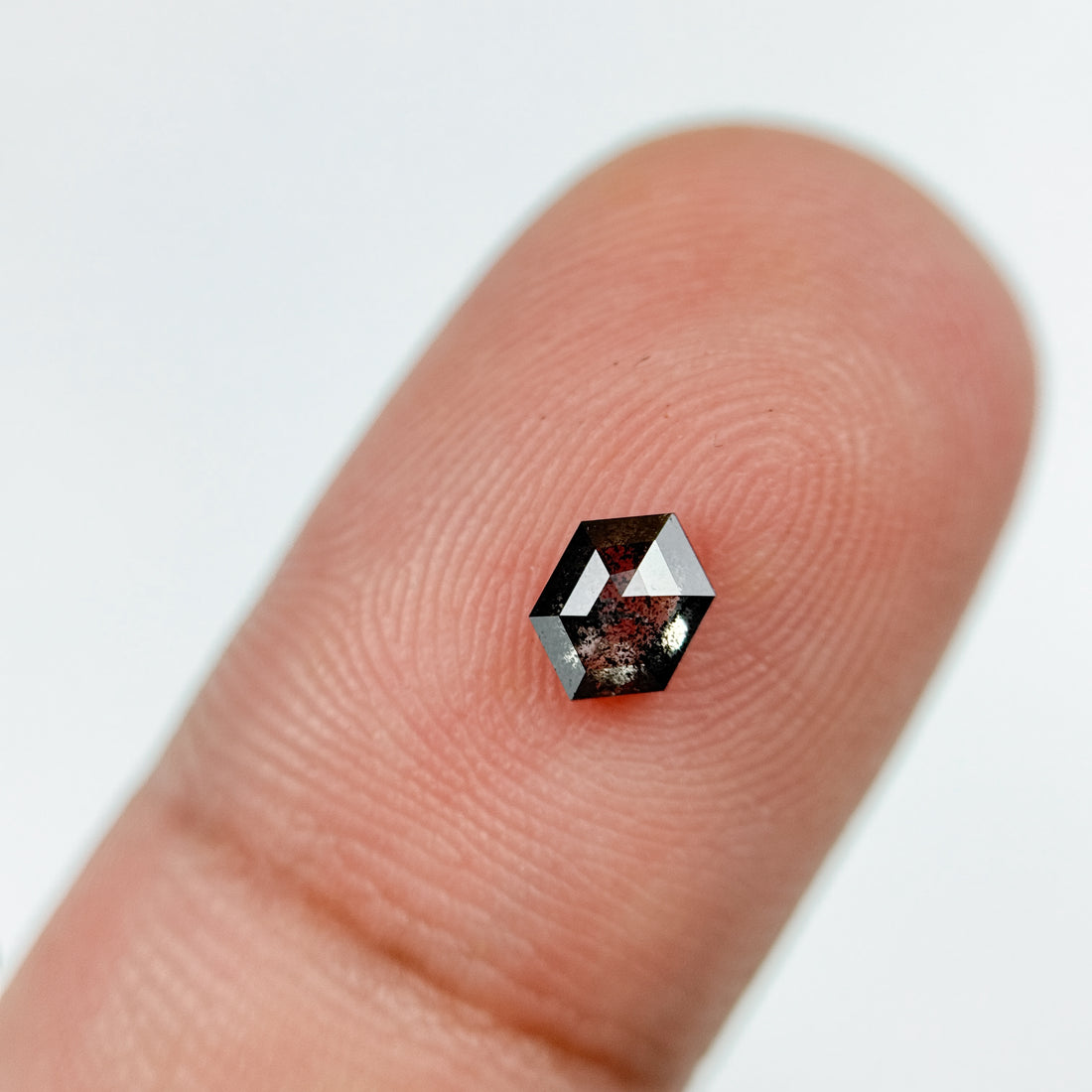 0.39 Ct Hexagon Rose Cut Grey Natural Salt and Pepper Diamond