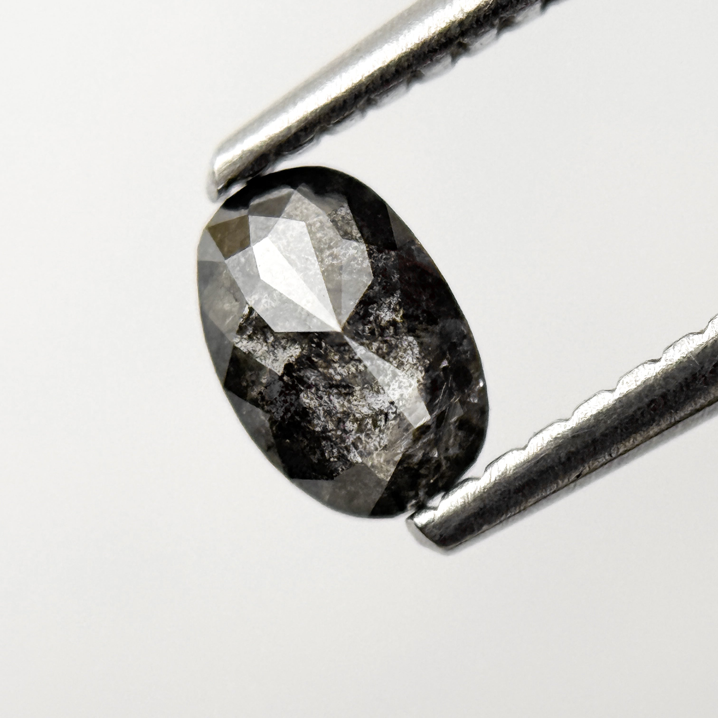 0.48 Ct Oval Rose Cut Grey Natural Salt and Pepper Diamond