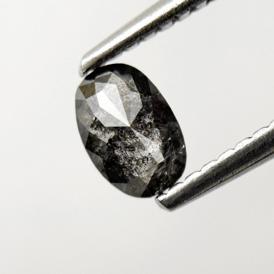 0.48 Ct Oval Rose Cut Grey Natural Salt and Pepper Diamond