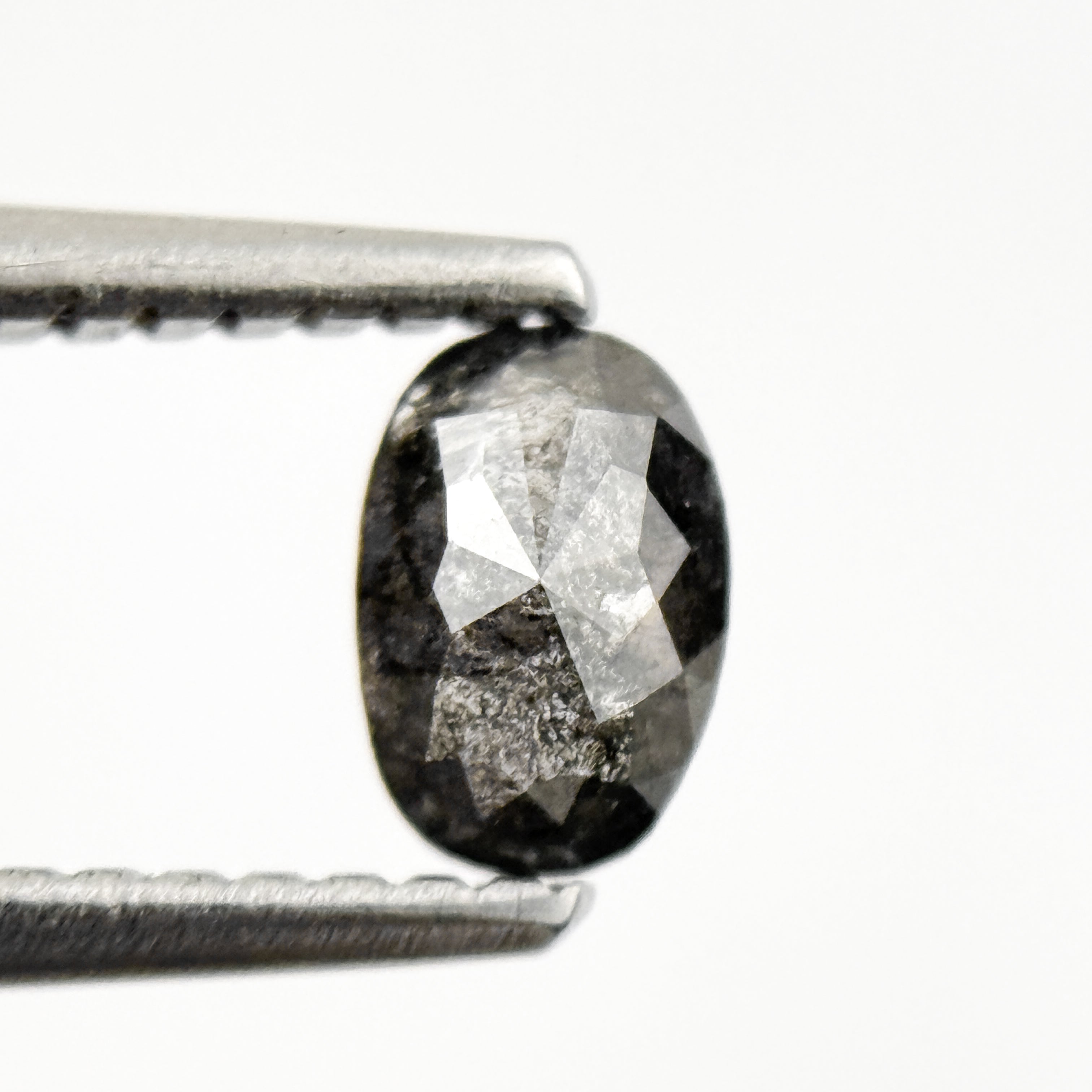 0.48 Ct Oval Rose Cut Grey Natural Salt and Pepper Diamond