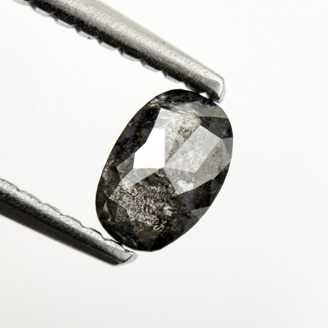 0.48 Ct Oval Rose Cut Grey Natural Salt and Pepper Diamond