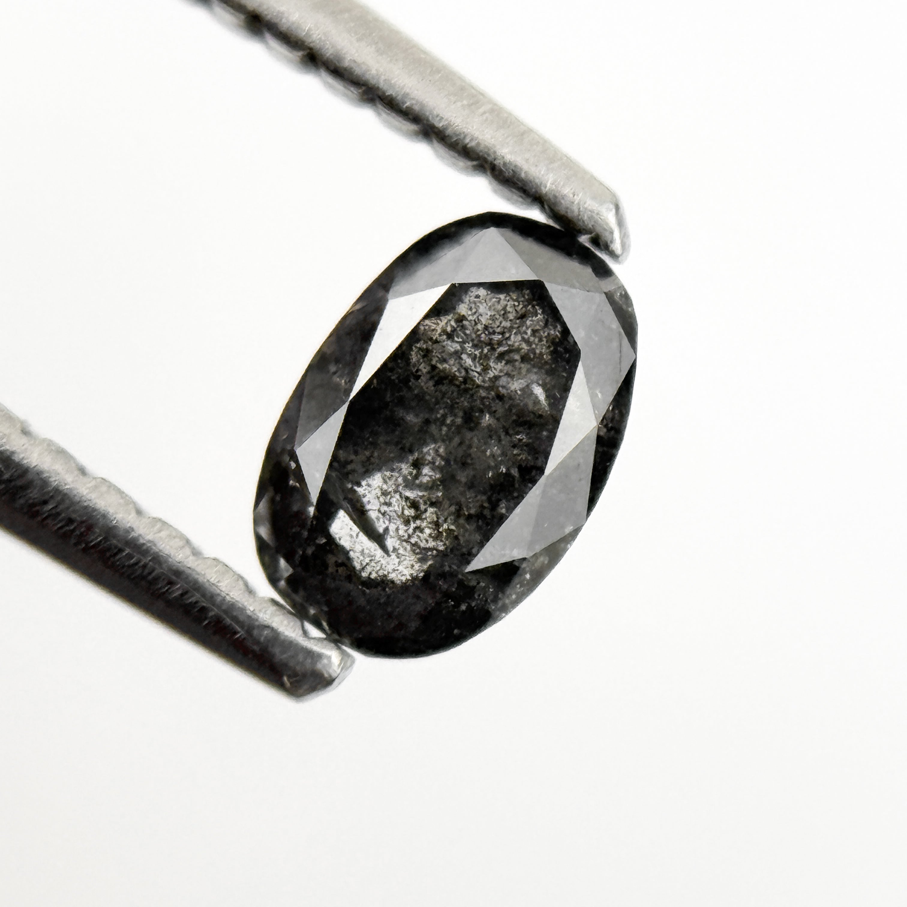 0.48 Ct Oval Rose Cut Grey Natural Salt and Pepper Diamond