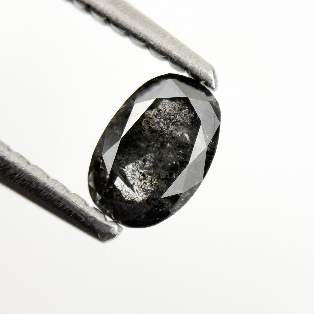 0.48 Ct Oval Rose Cut Grey Natural Salt and Pepper Diamond