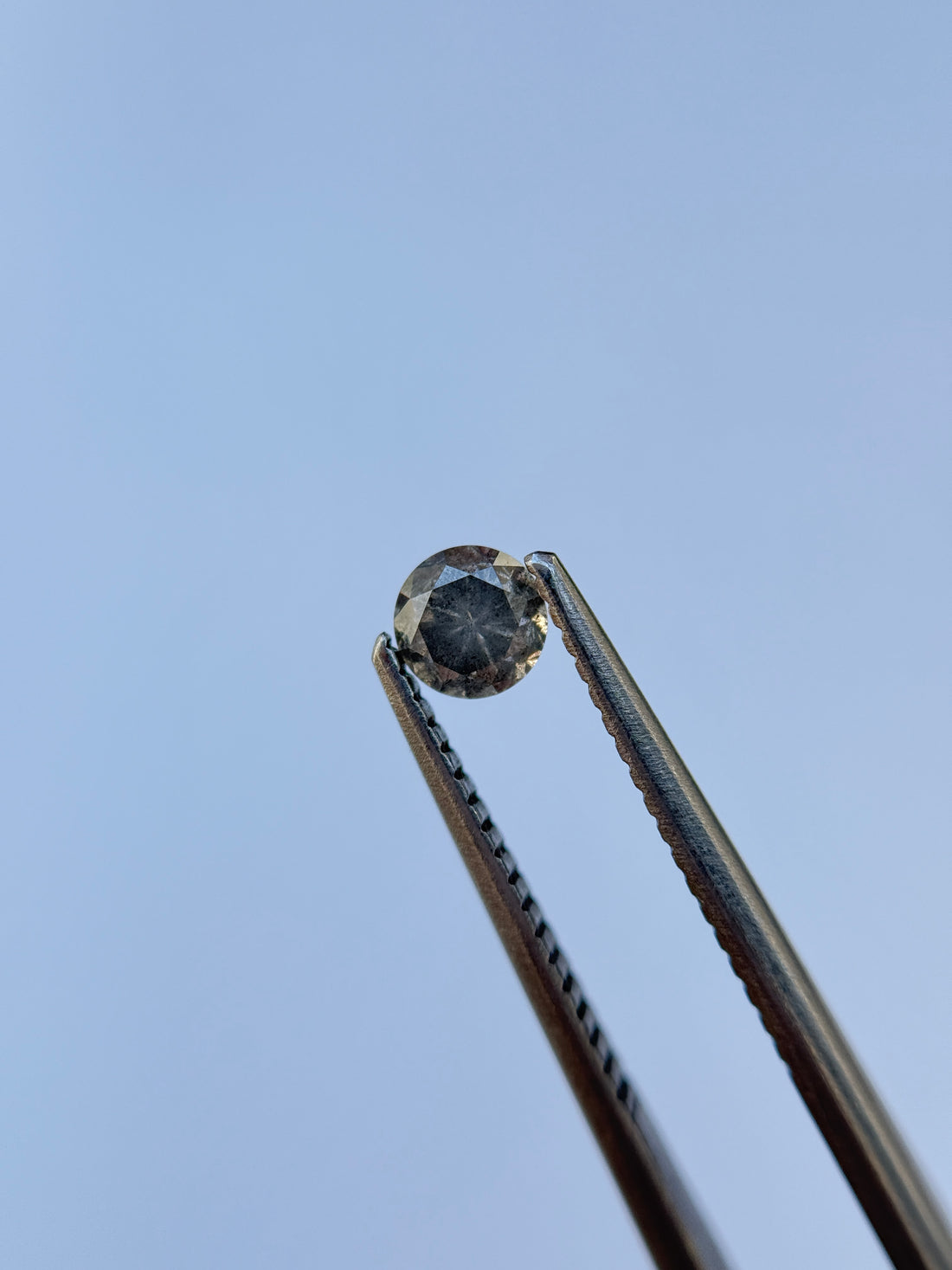 0.39 Ct Round Brilliant Cut Grey Natural Salt and Pepper Diamond