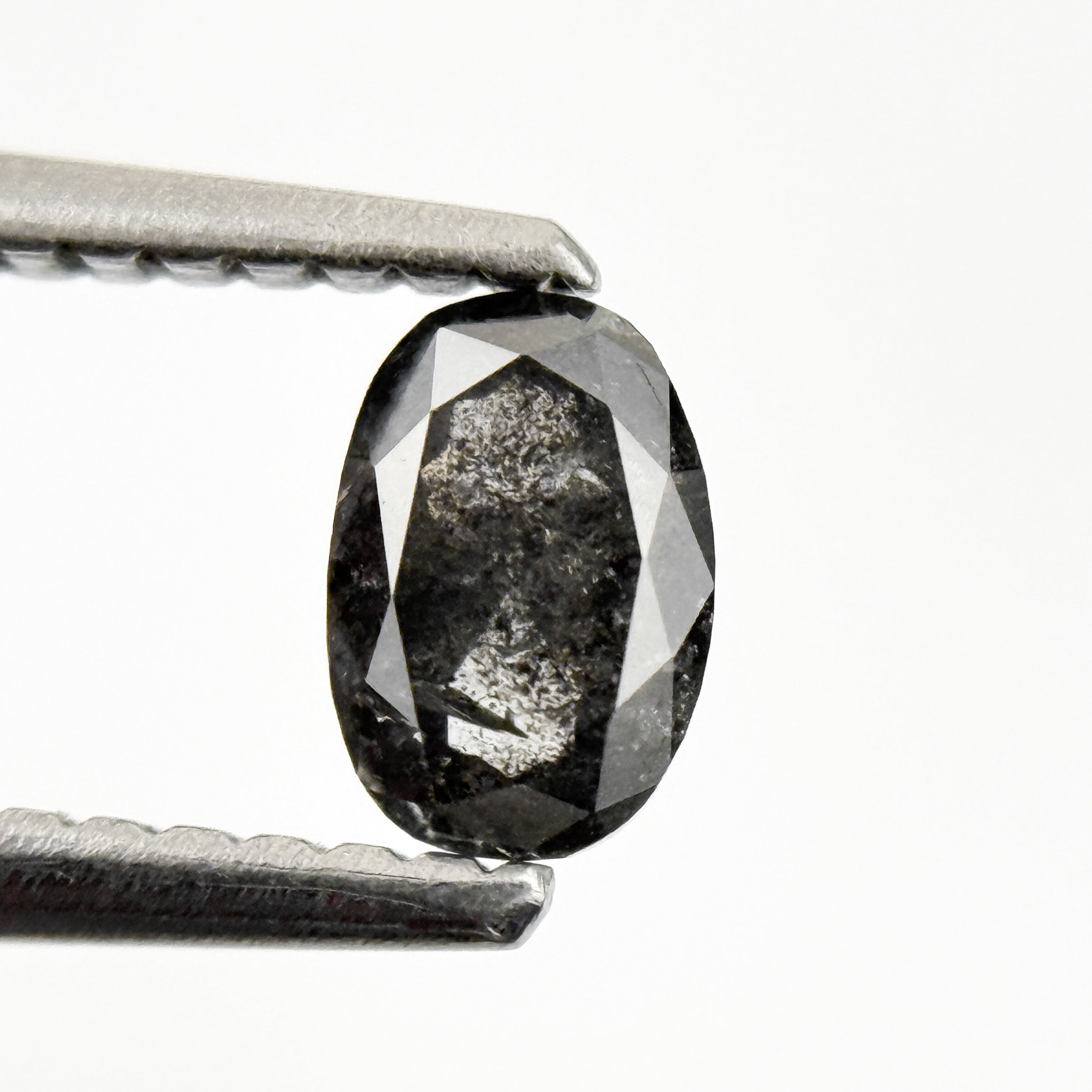 0.48 Ct Oval Rose Cut Grey Natural Salt and Pepper Diamond