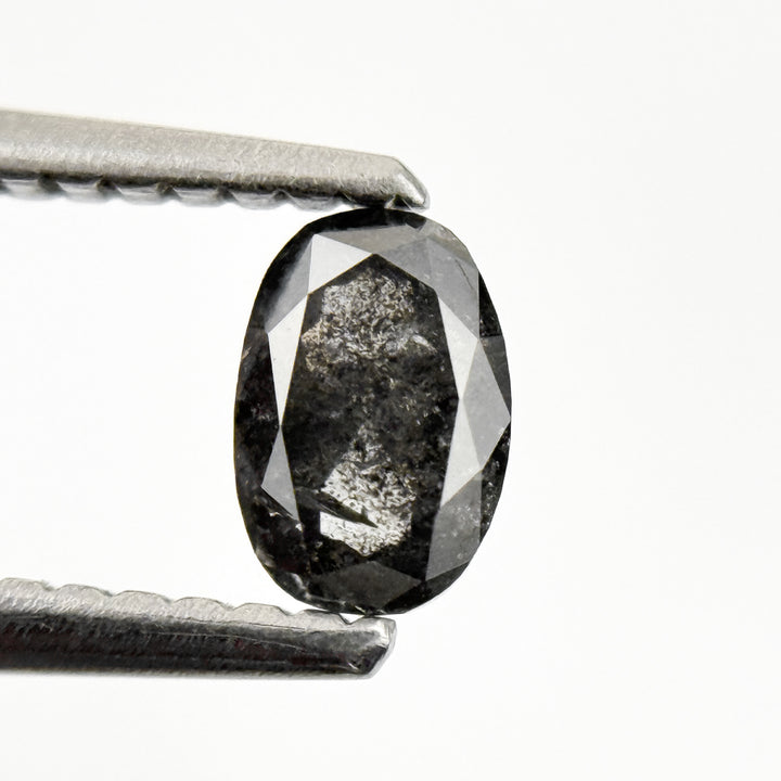 0.48 Ct Oval Rose Cut Grey Natural Salt and Pepper Diamond