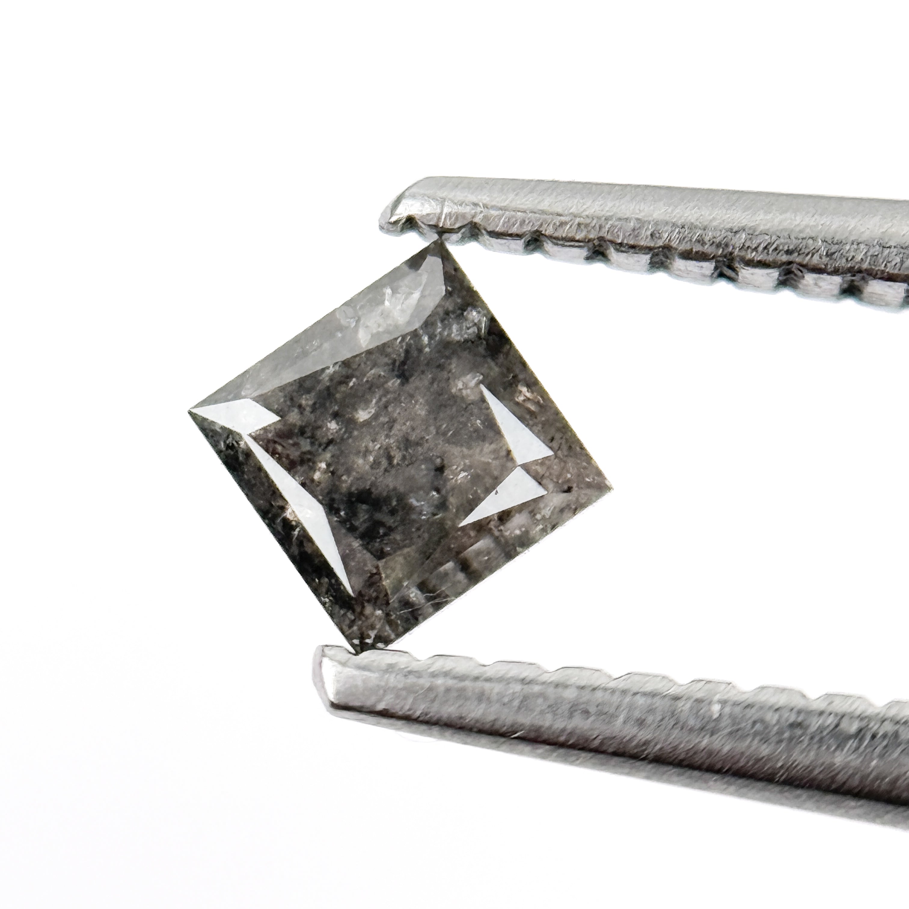 0.44 Ct Princess Rose Cut Grey Natural Galaxy Diamond