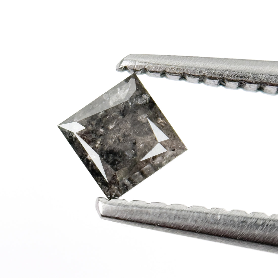 0.44 Ct Princess Rose Cut Grey Natural Galaxy Diamond