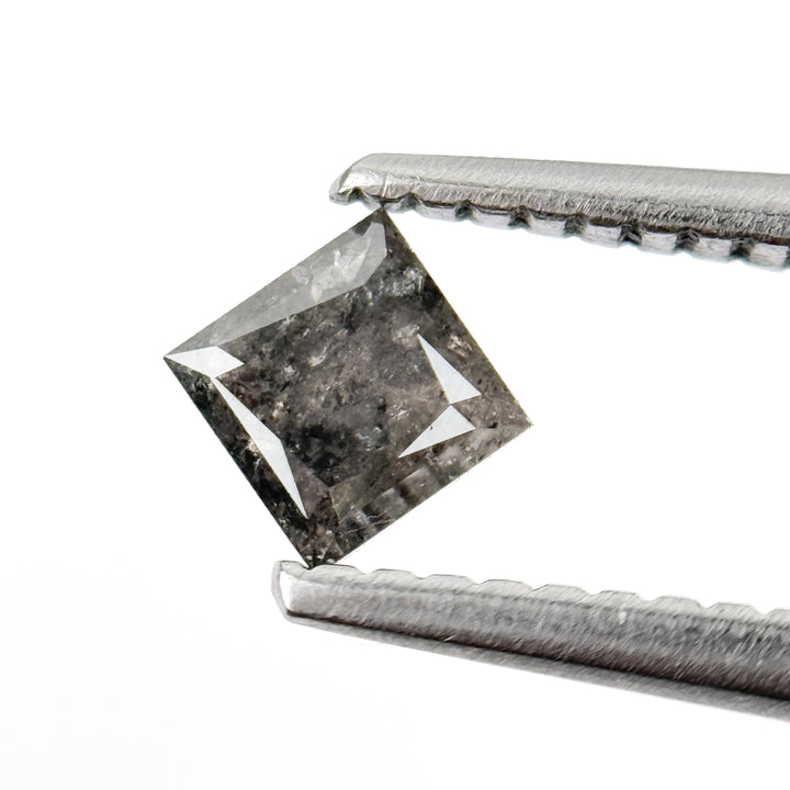 0.44 Ct Princess Rose Cut Grey Natural Galaxy Diamond