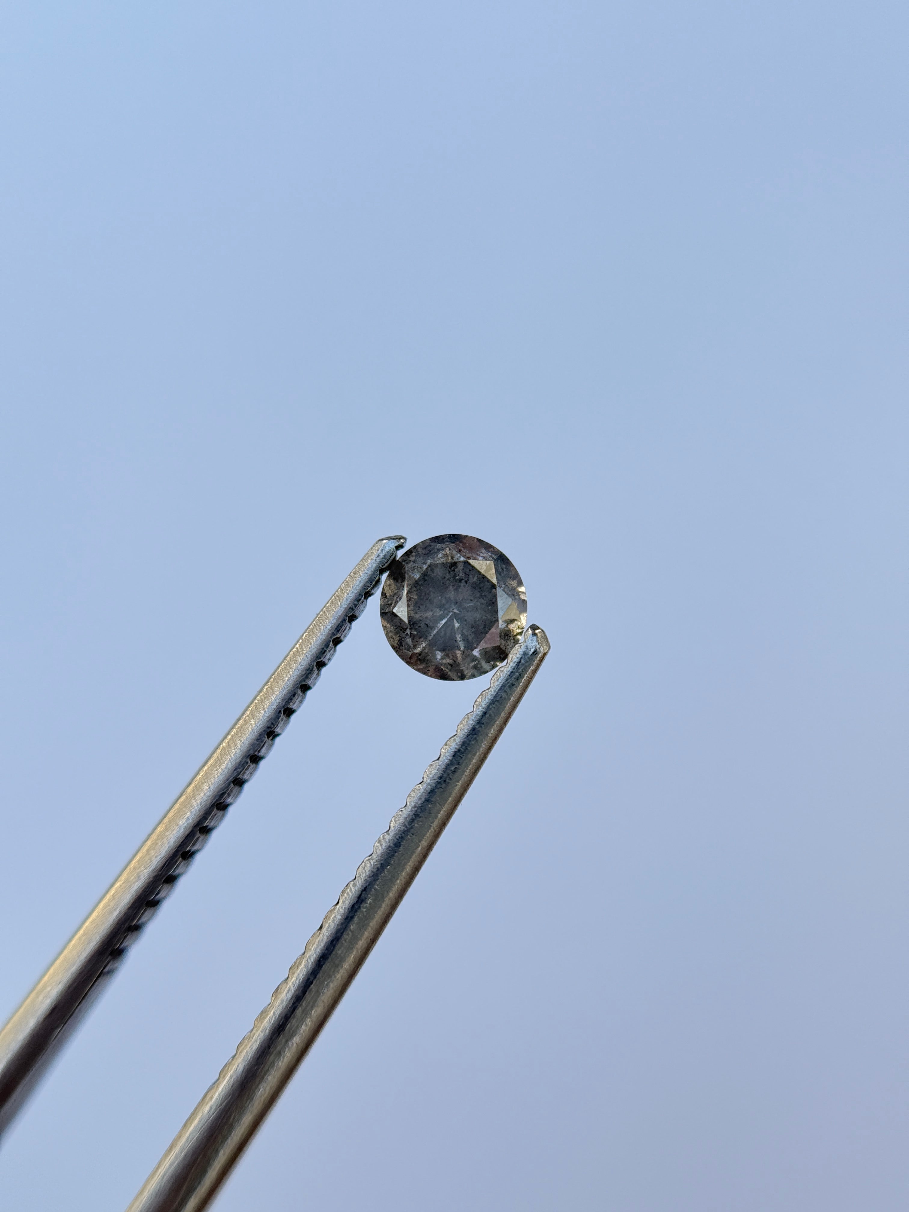 0.39 Ct Round Brilliant Cut Grey Natural Salt and Pepper Diamond