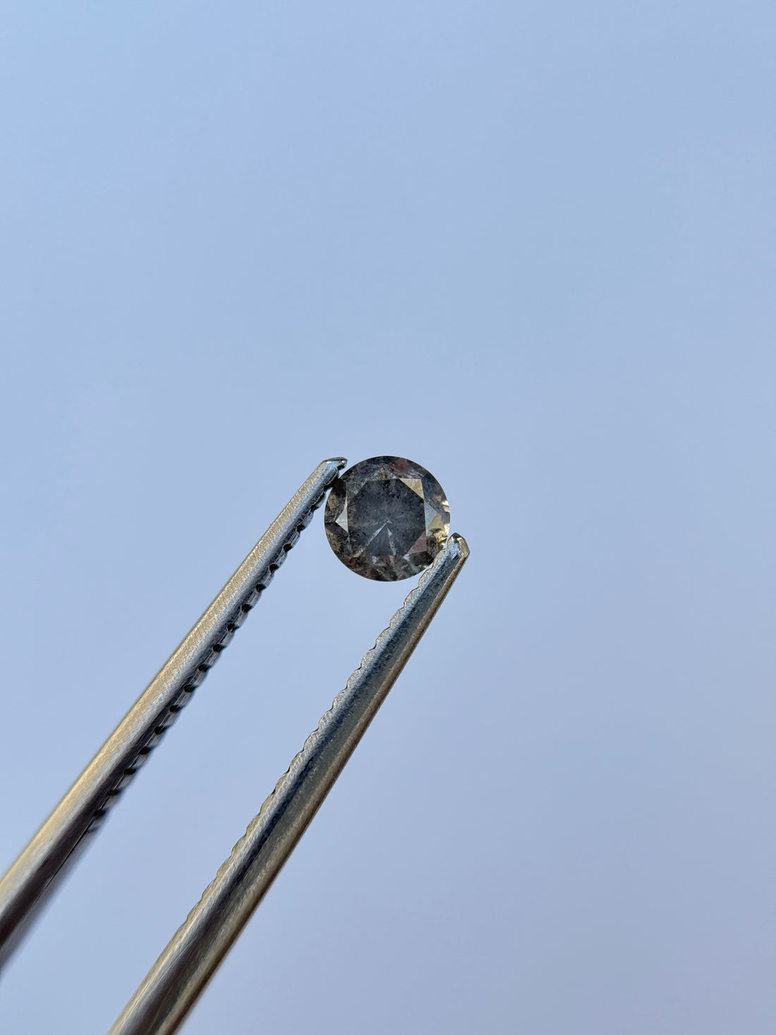 0.39 Ct Round Brilliant Cut Grey Natural Salt and Pepper Diamond